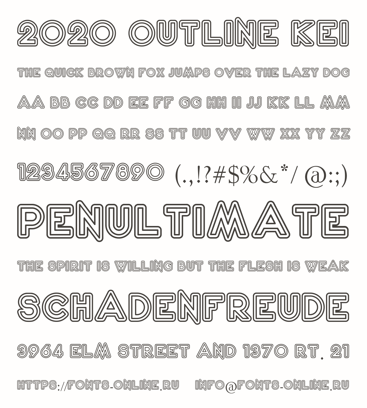Шрифт 2020 Outline Kei