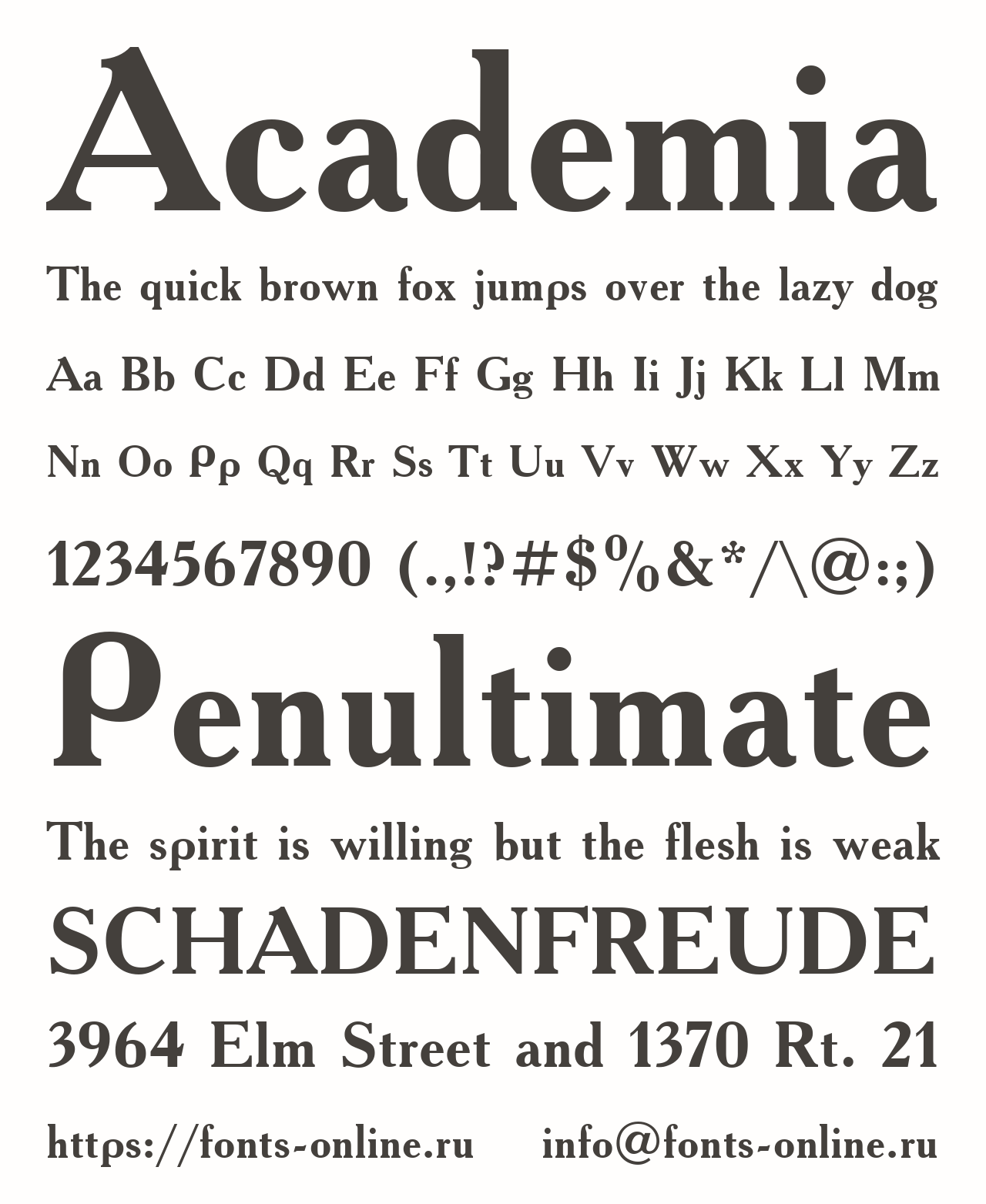 Шрифт Academia