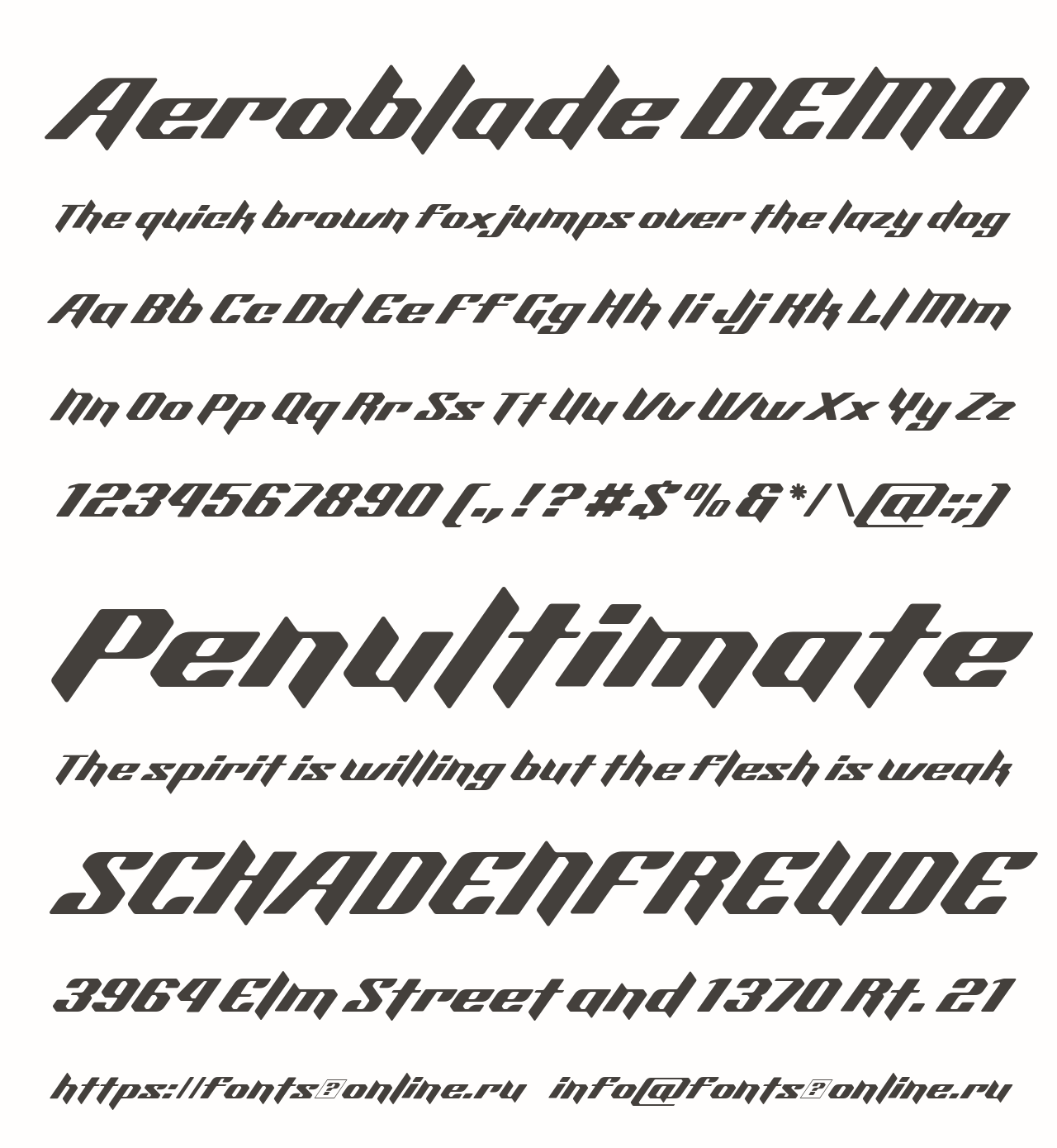 Шрифт Aeroblade DEMO