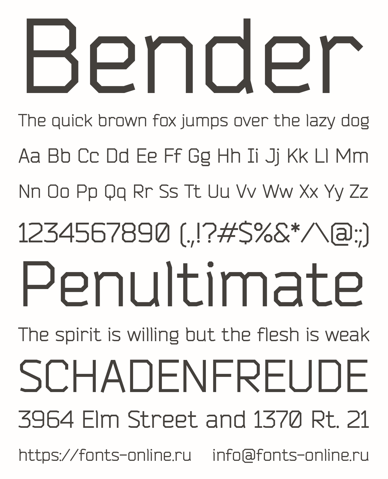 Шрифт Bender