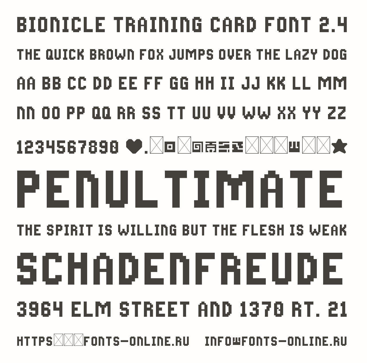 Шрифт Bionicle training card font 2.4