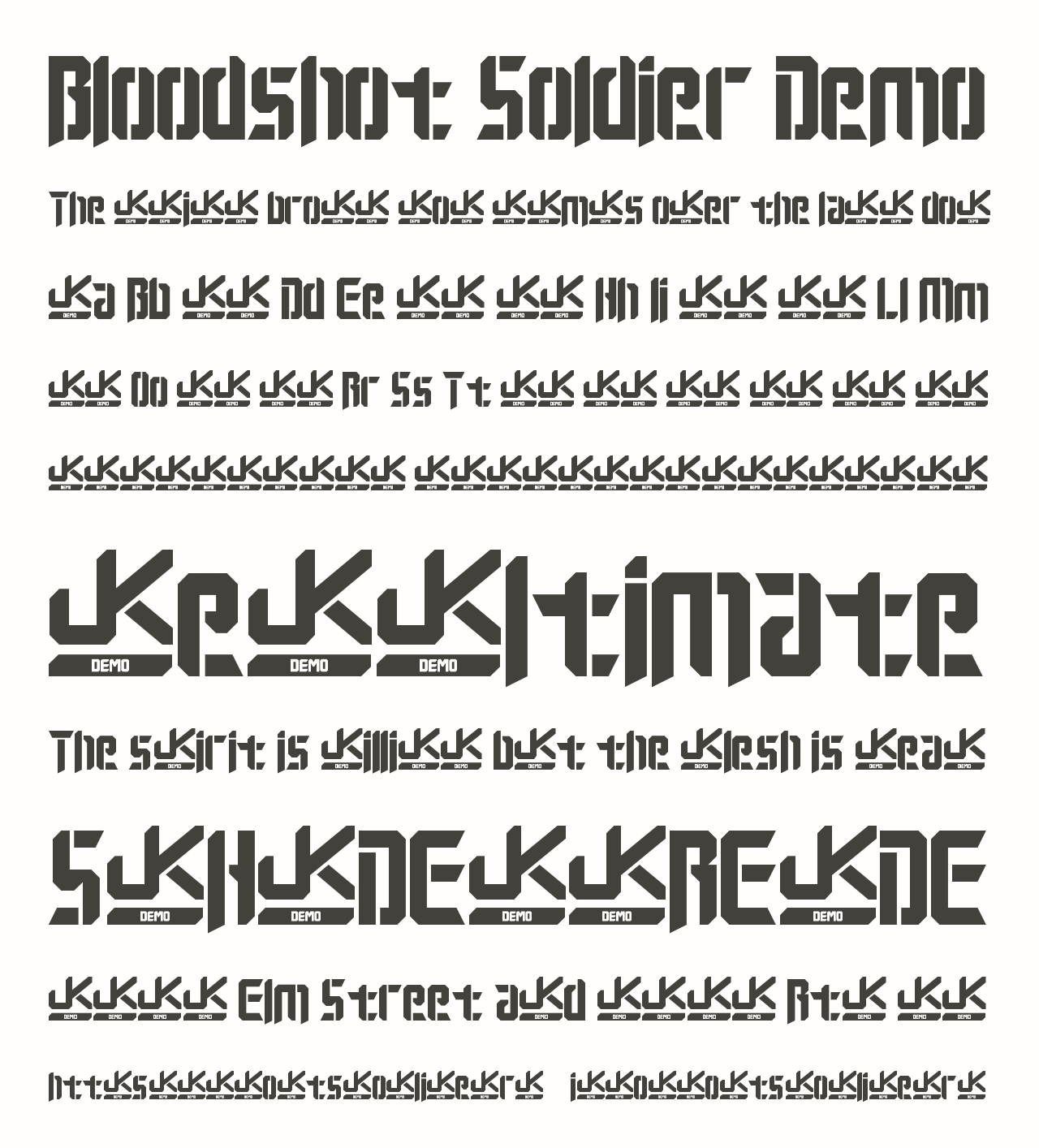 Шрифт Bloodshot Soldier Demo