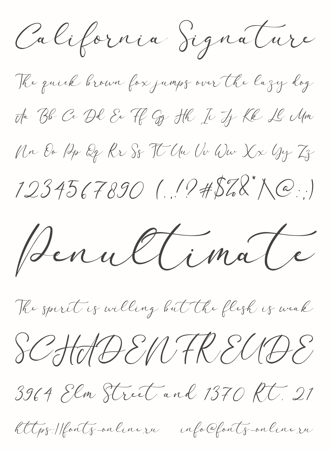Шрифт California Signature Шрифт California Signature