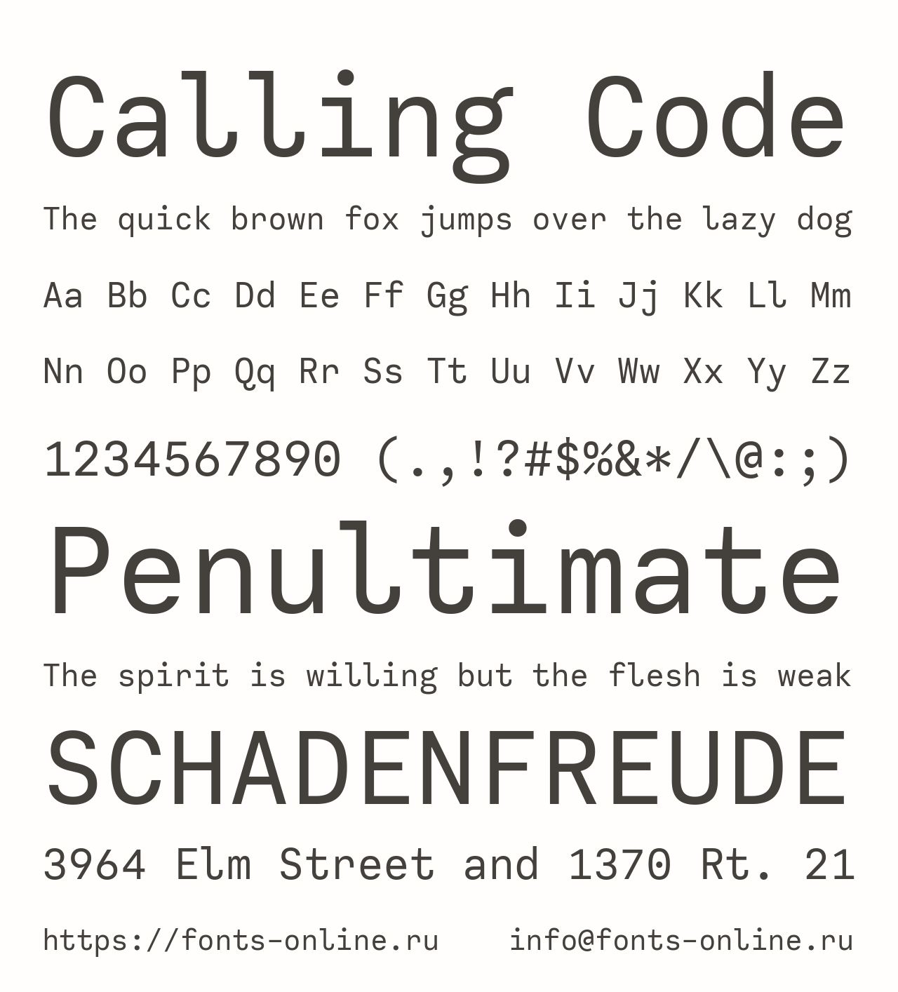 Шрифт Calling Code