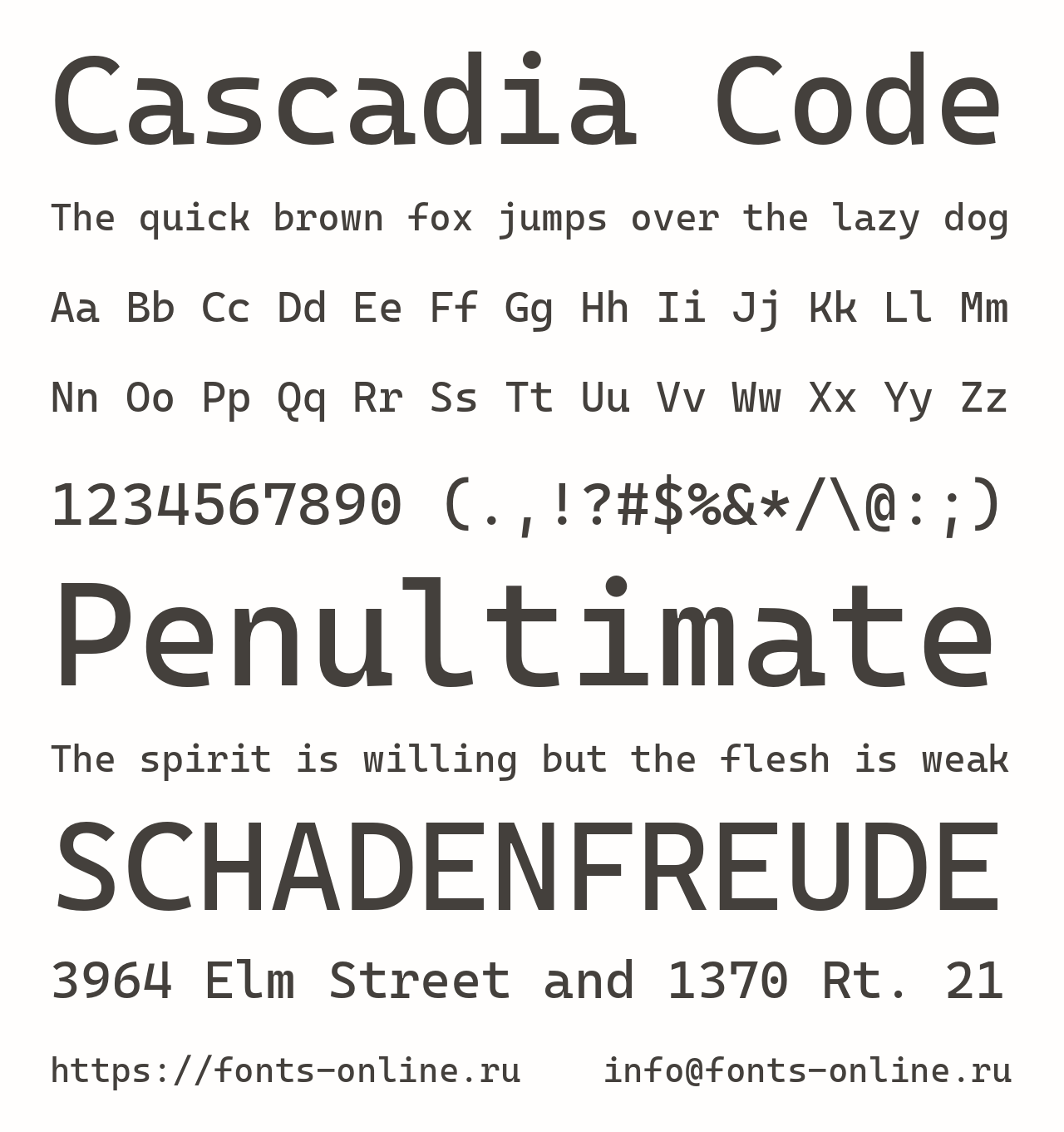 Шрифт Cascadia Code