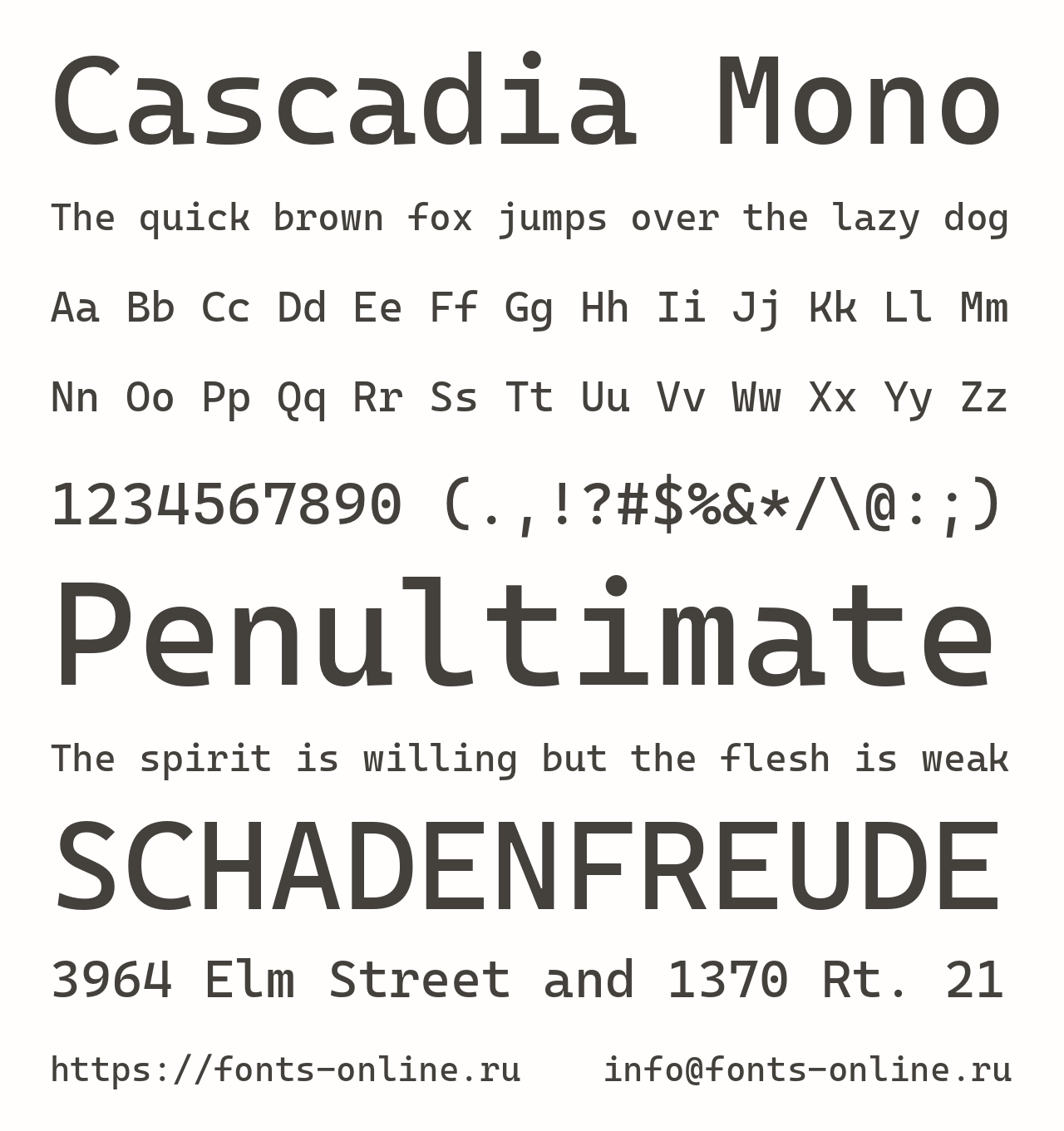 Шрифт Cascadia Mono