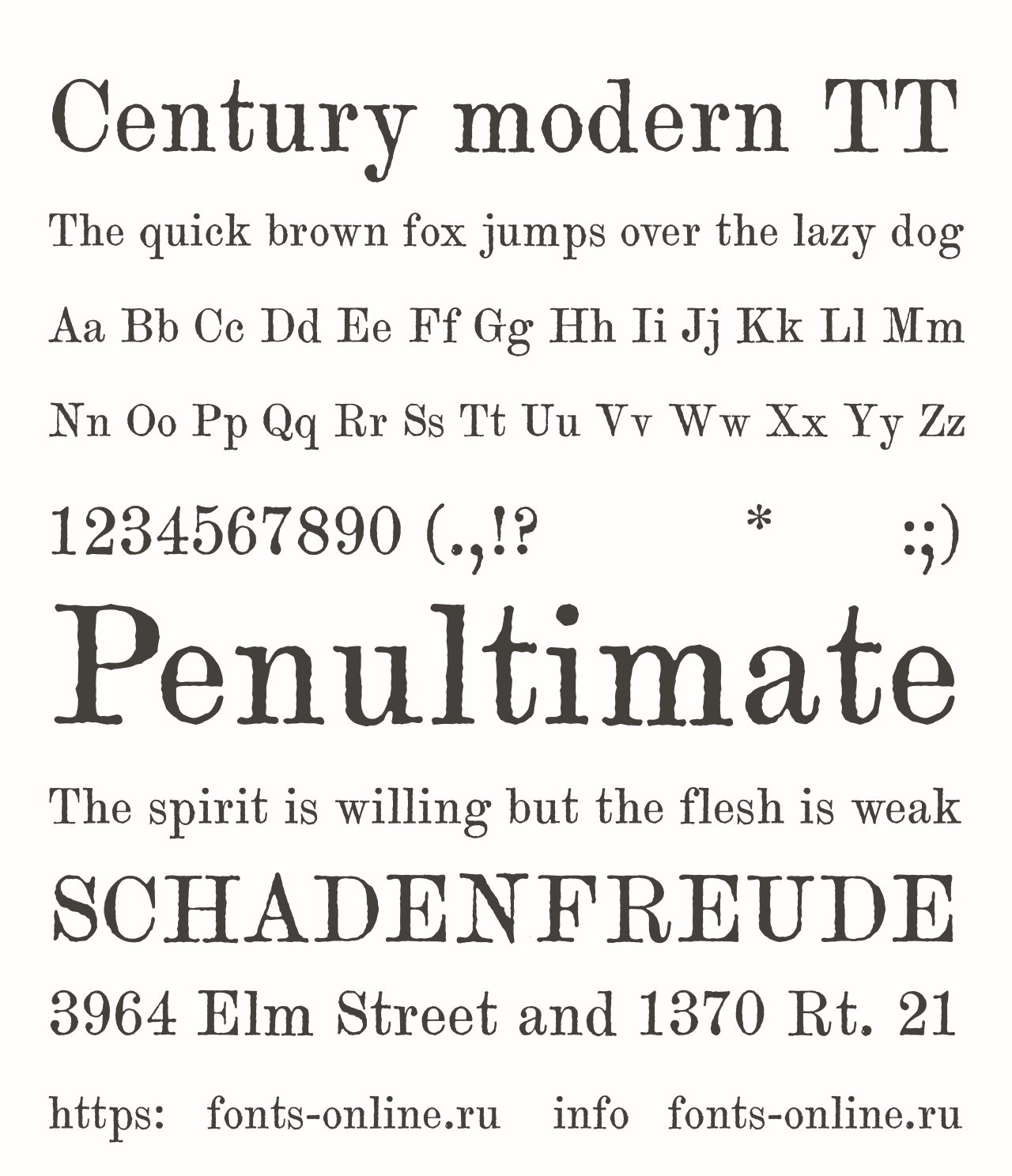 Шрифт Century modern TT