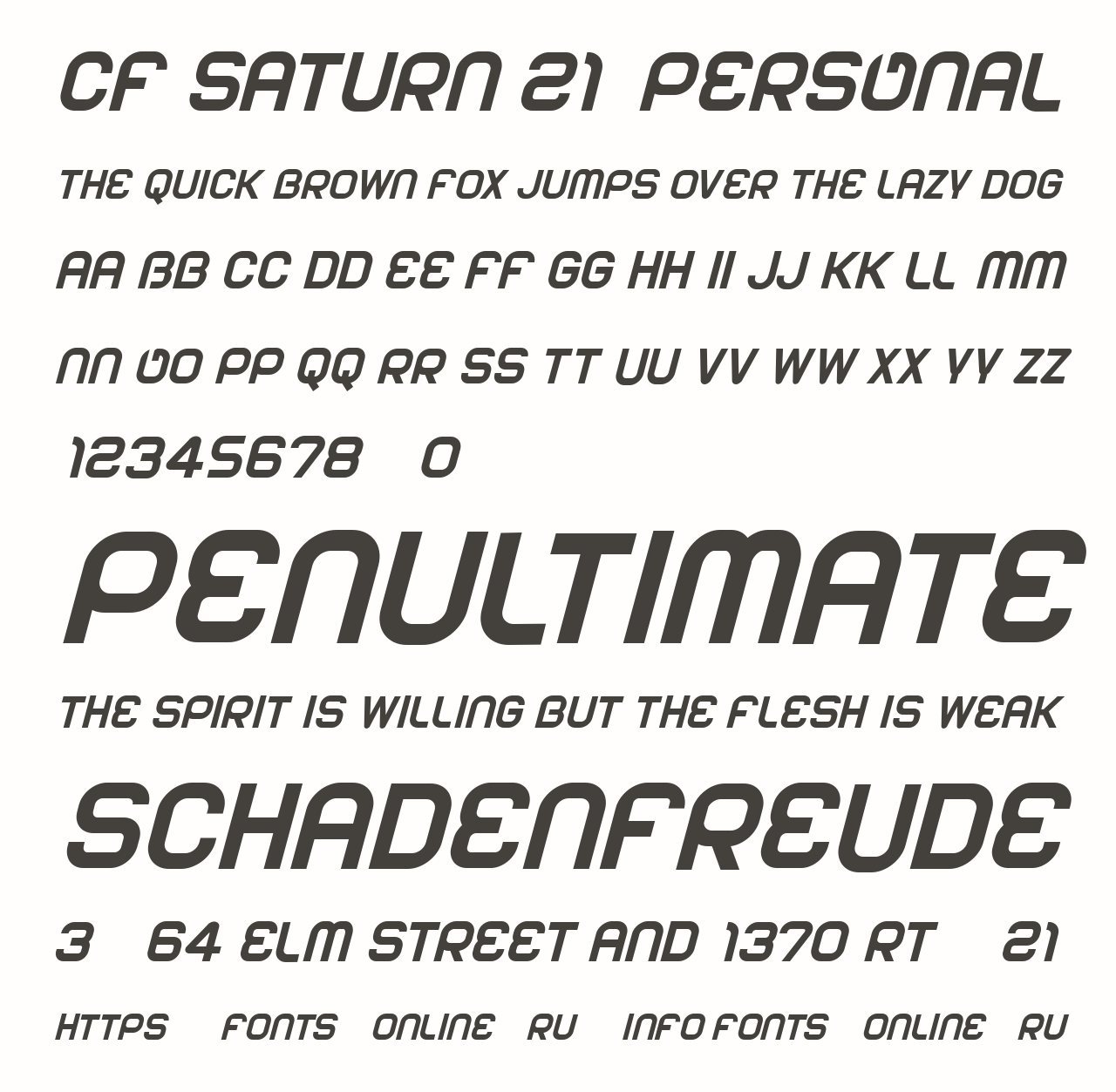 Шрифт CF Saturn 21 PERSONAL