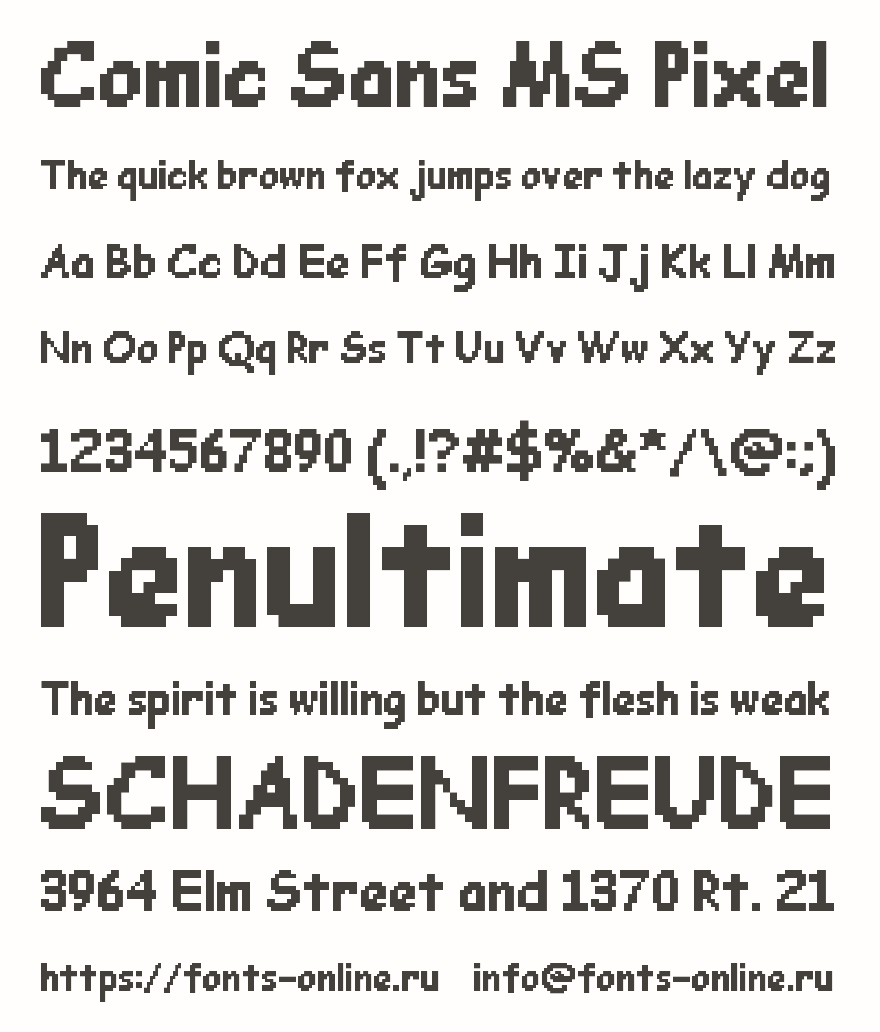 Шрифт Comic Sans MS Pixel