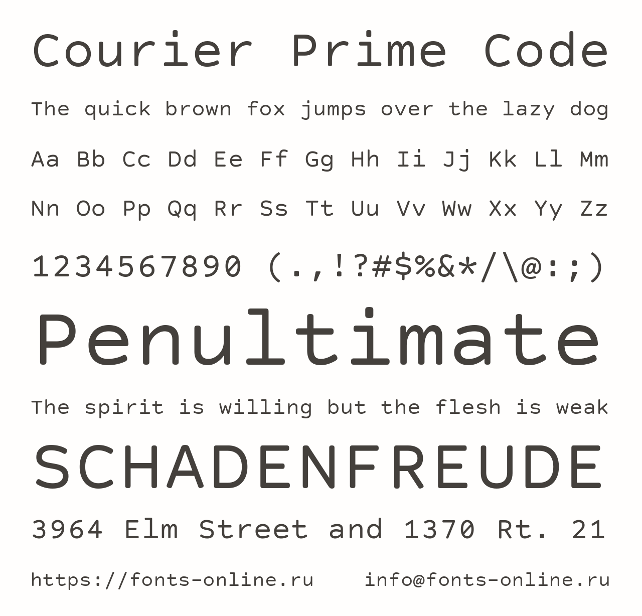 Шрифт Courier Prime Code