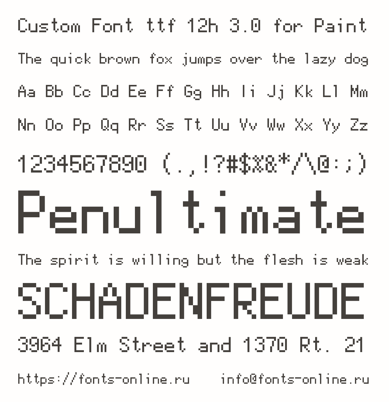 Шрифт Custom Font ttf 12h 3.0 for Paint