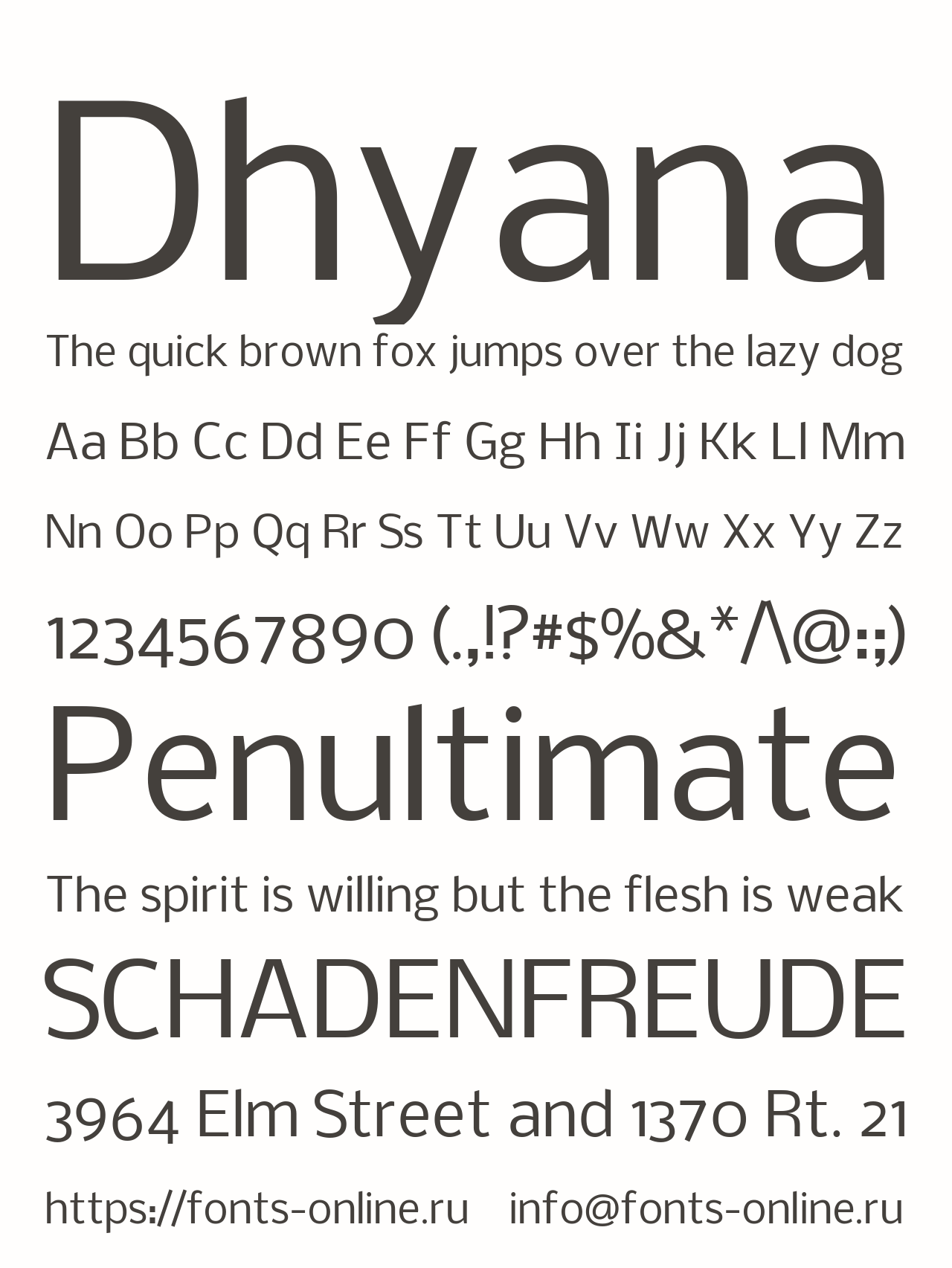 Шрифт Dhyana