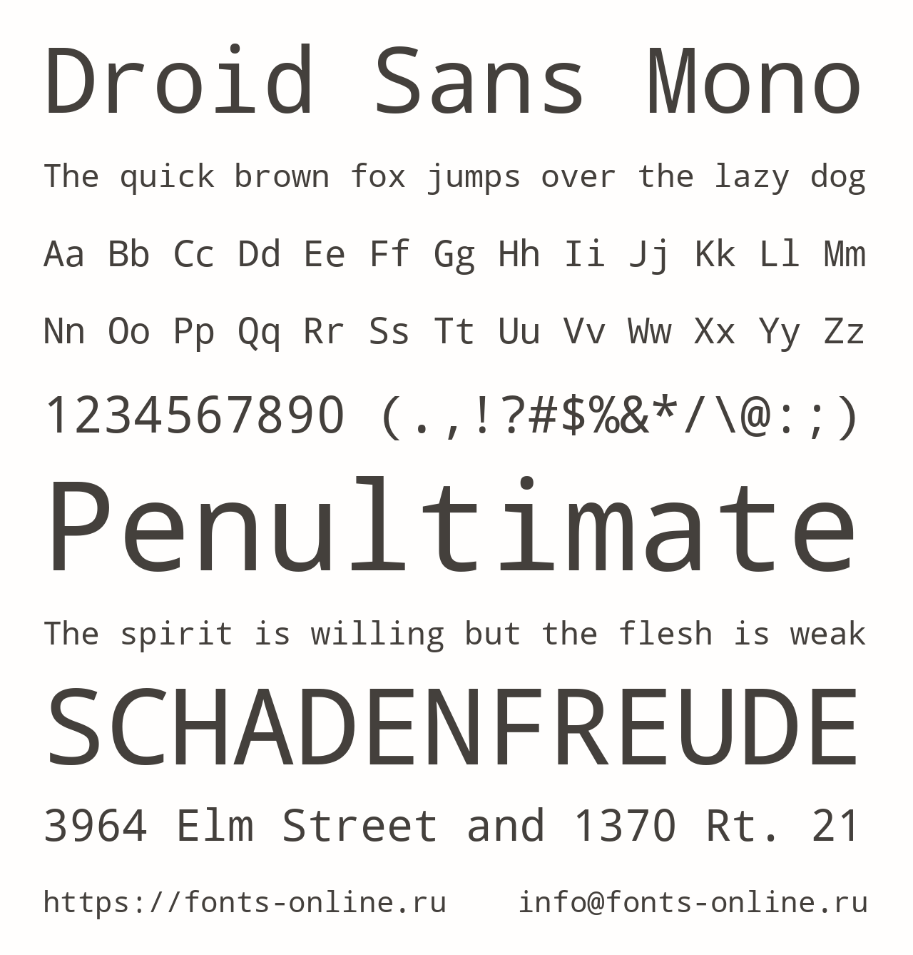 Шрифт Droid Sans Mono