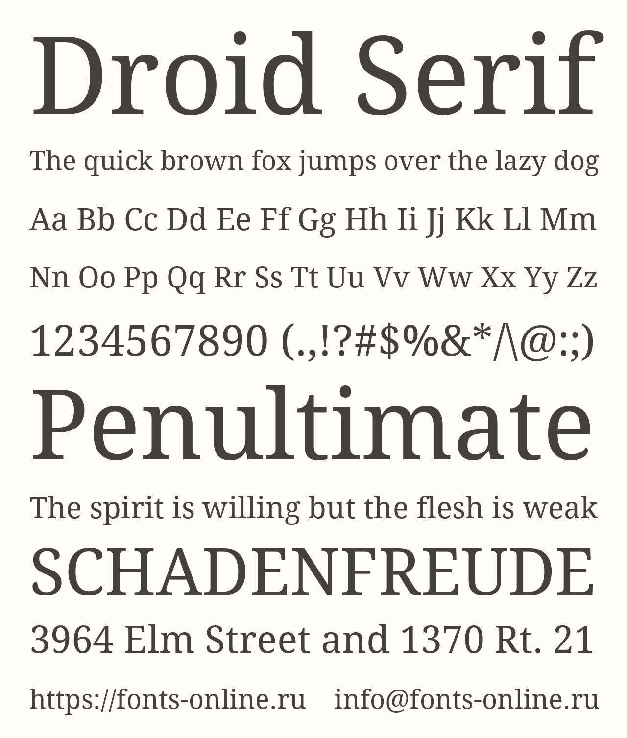 Шрифт Droid Serif