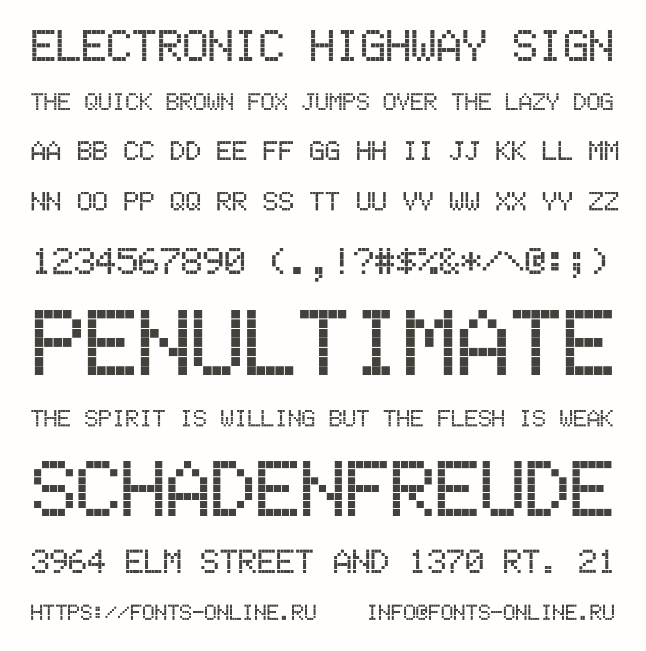 Шрифт Electronic Highway Sign