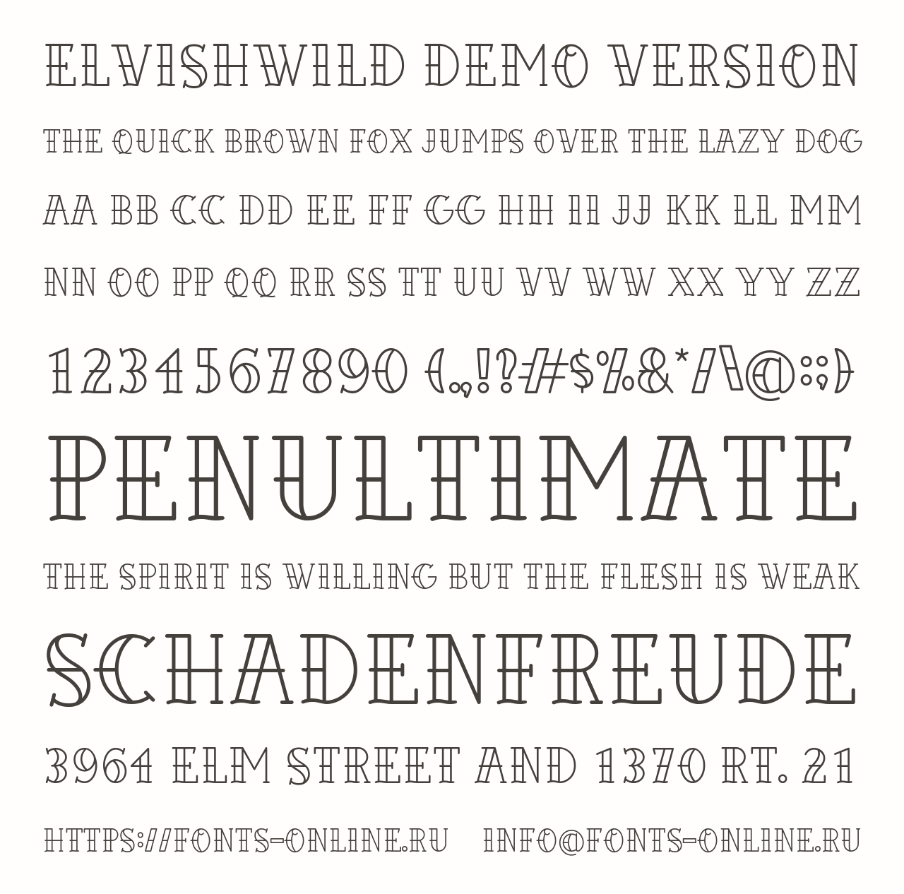Шрифт Elvishwild Demo Version