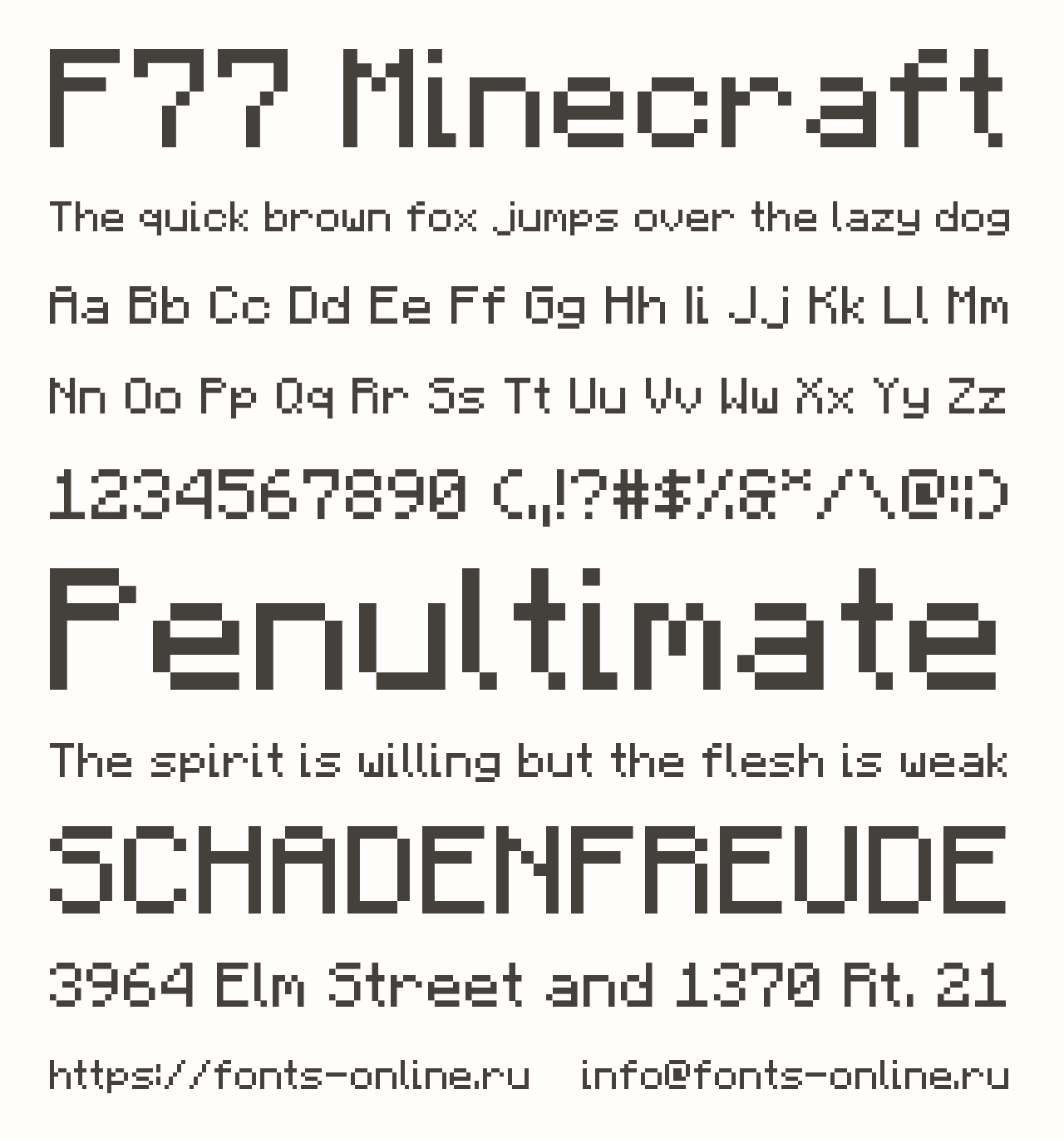 Шрифт F77 Minecraft