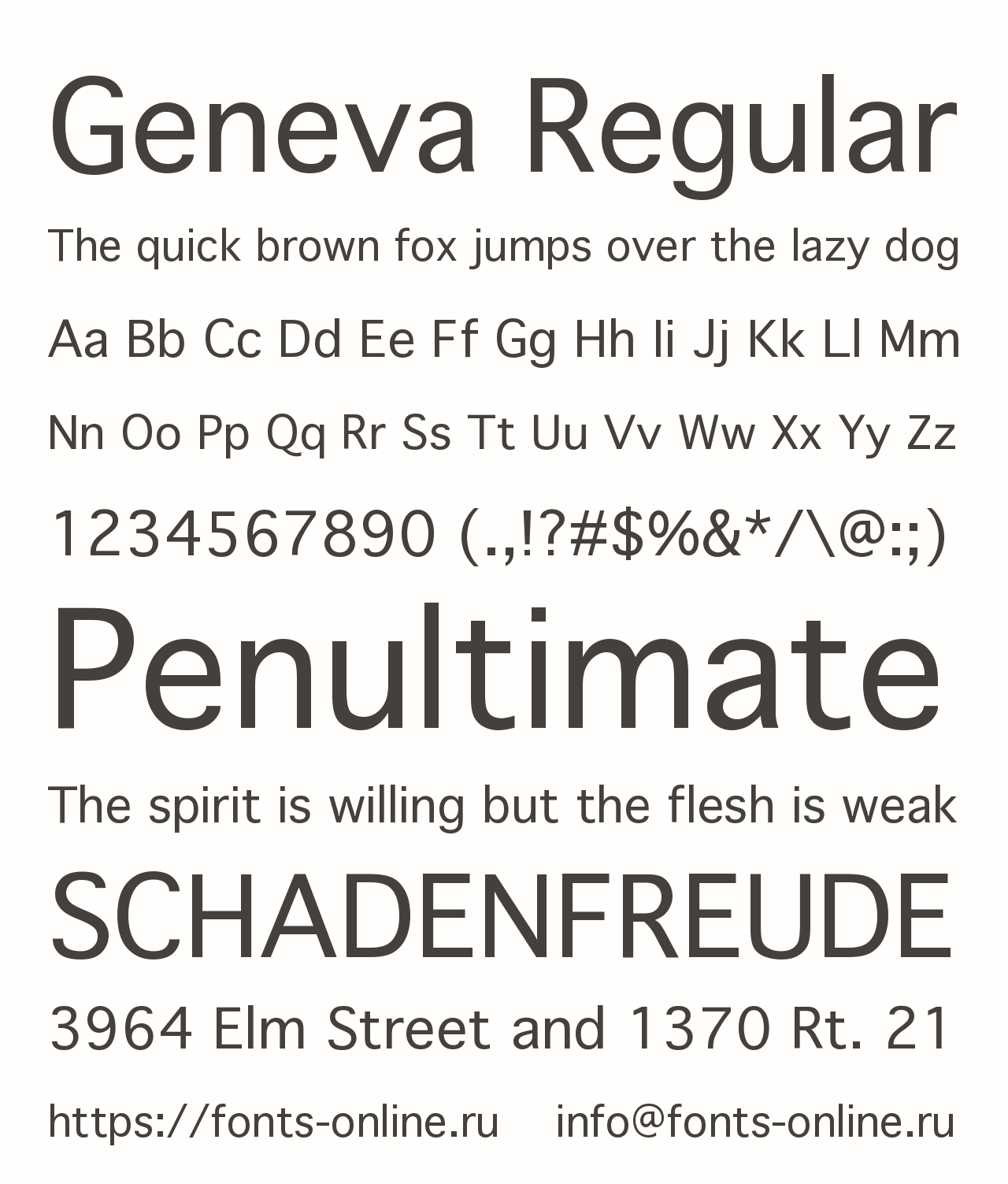 Шрифт Geneva Regular Шрифт Geneva Regular
