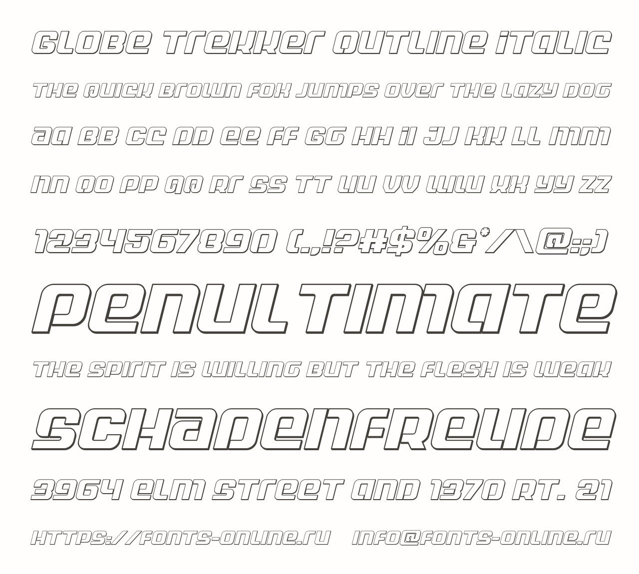 Шрифт Globe Trekker Outline Italic