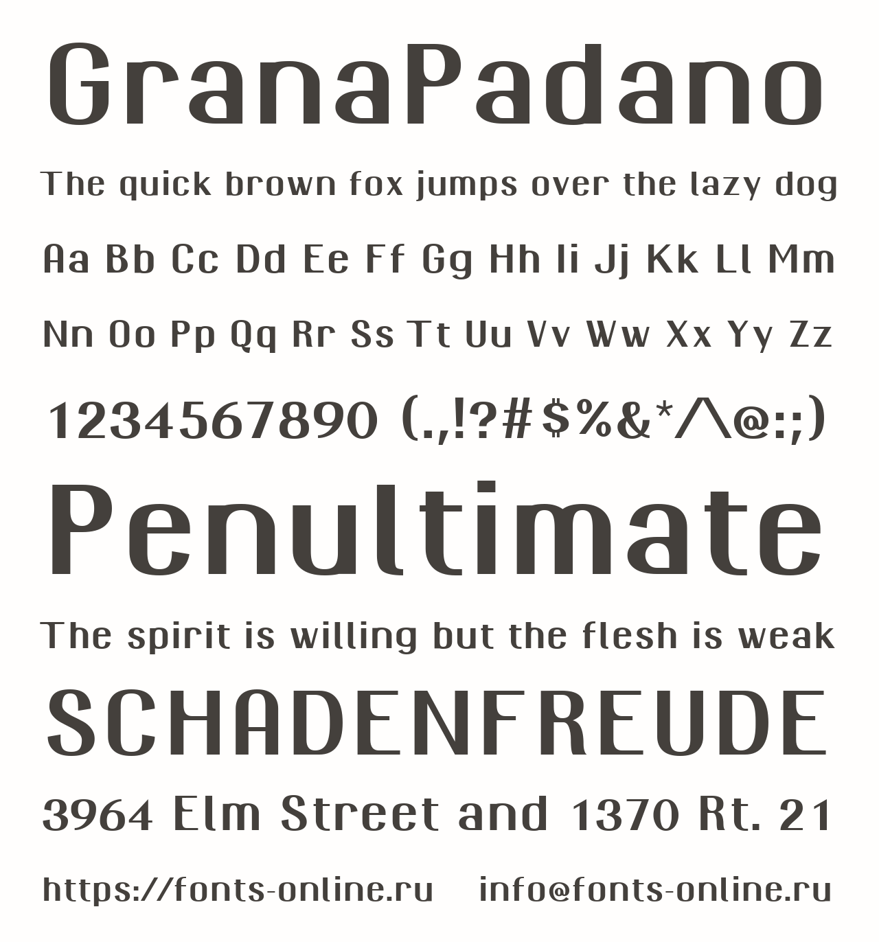 Шрифт GranaPadano