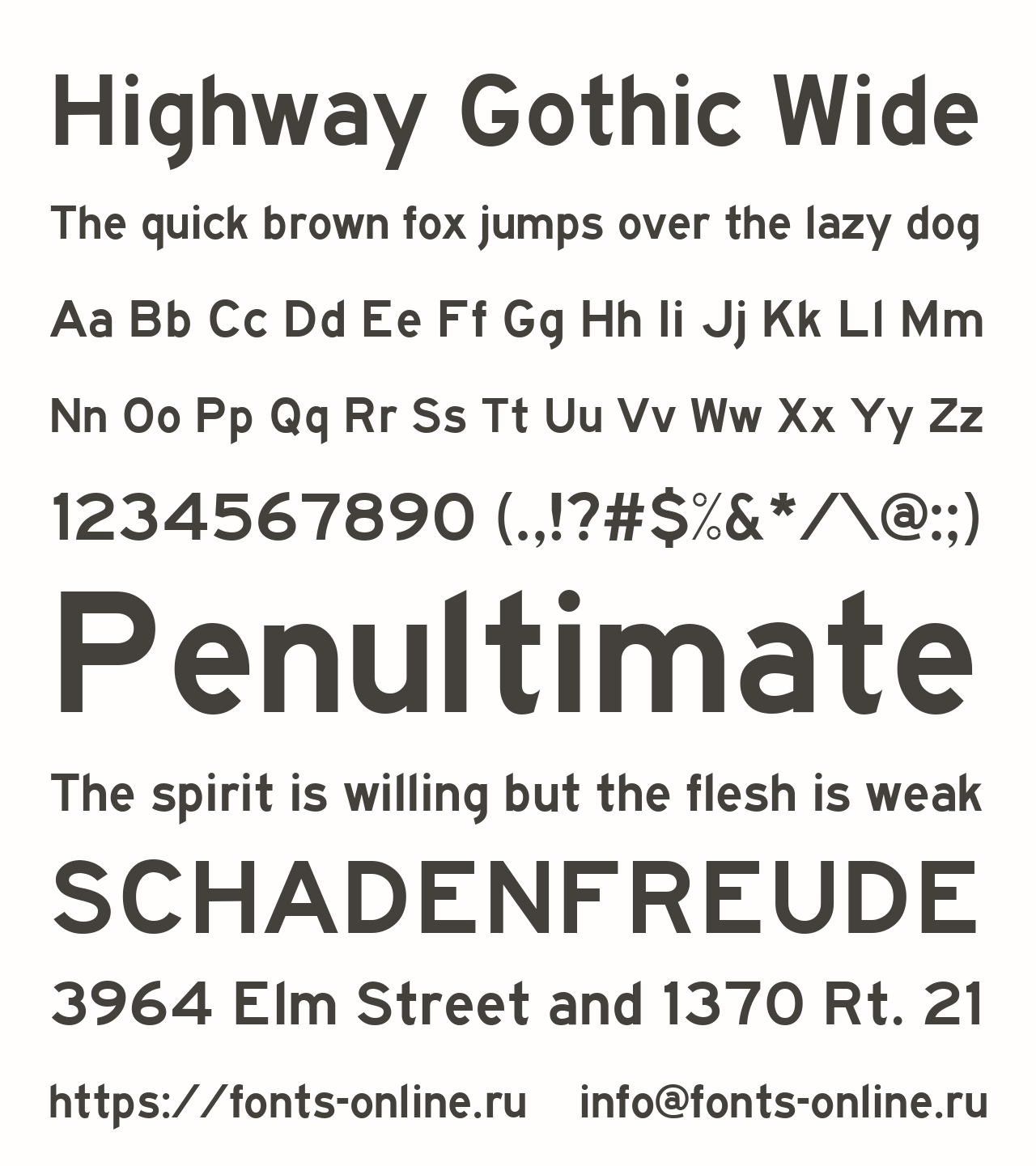 Шрифт Highway Gothic Wide