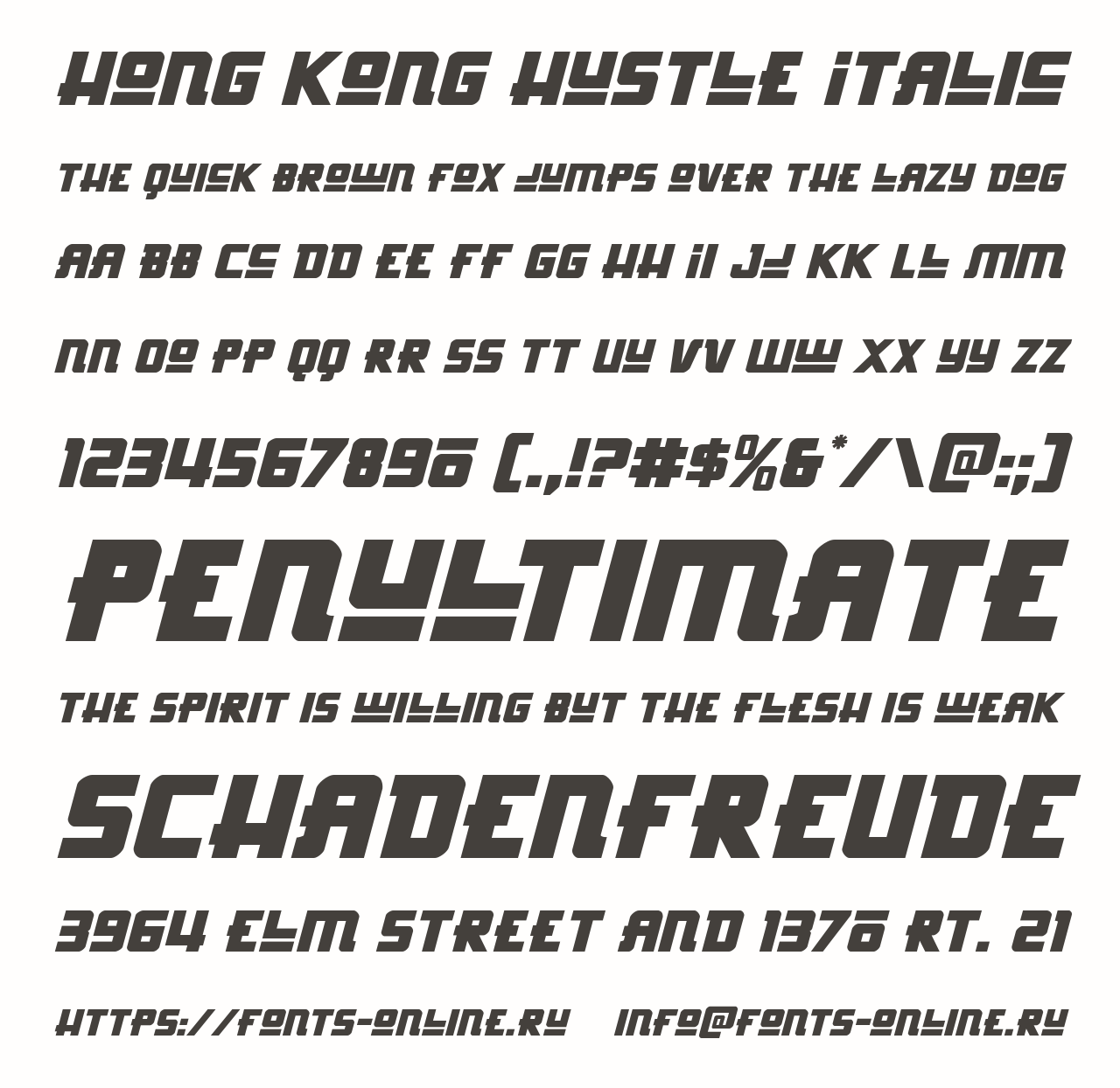 Шрифт Hong Kong Hustle Italic