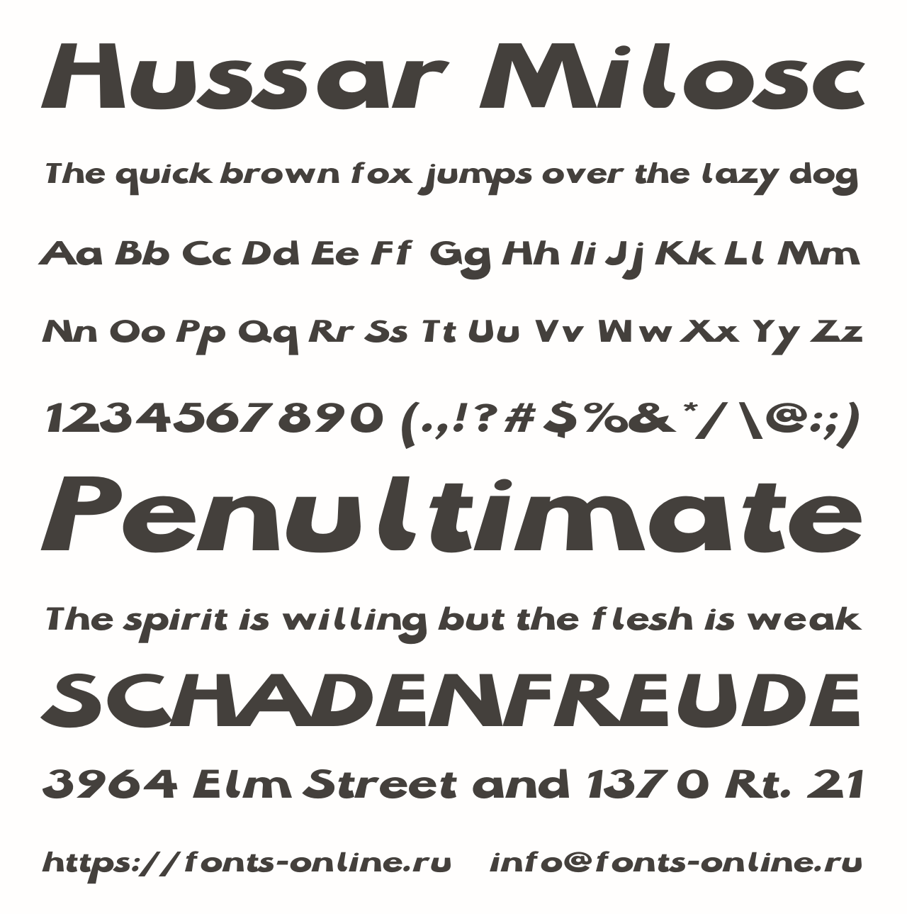 Шрифт Hussar Milosc