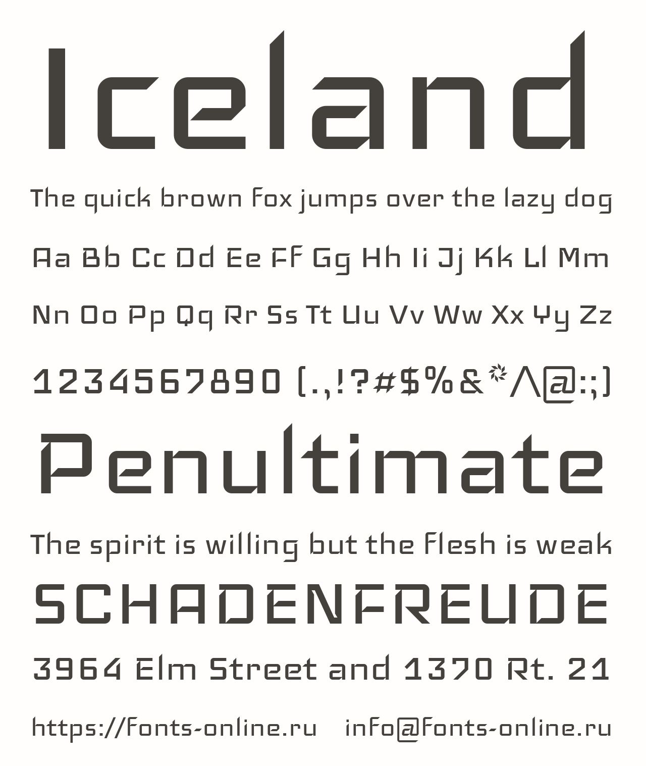 Шрифт Iceland