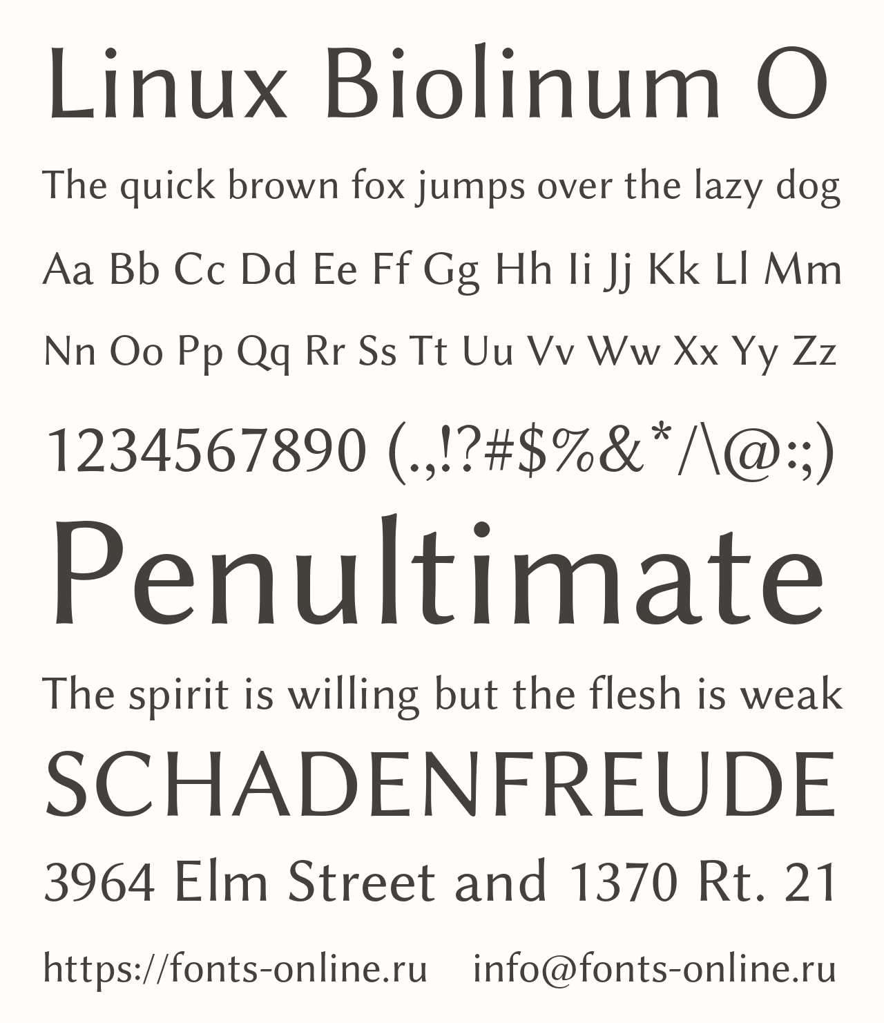Шрифт Linux Biolinum O