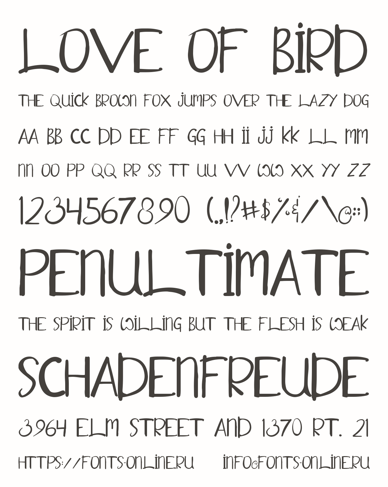 Шрифт Love of Bird