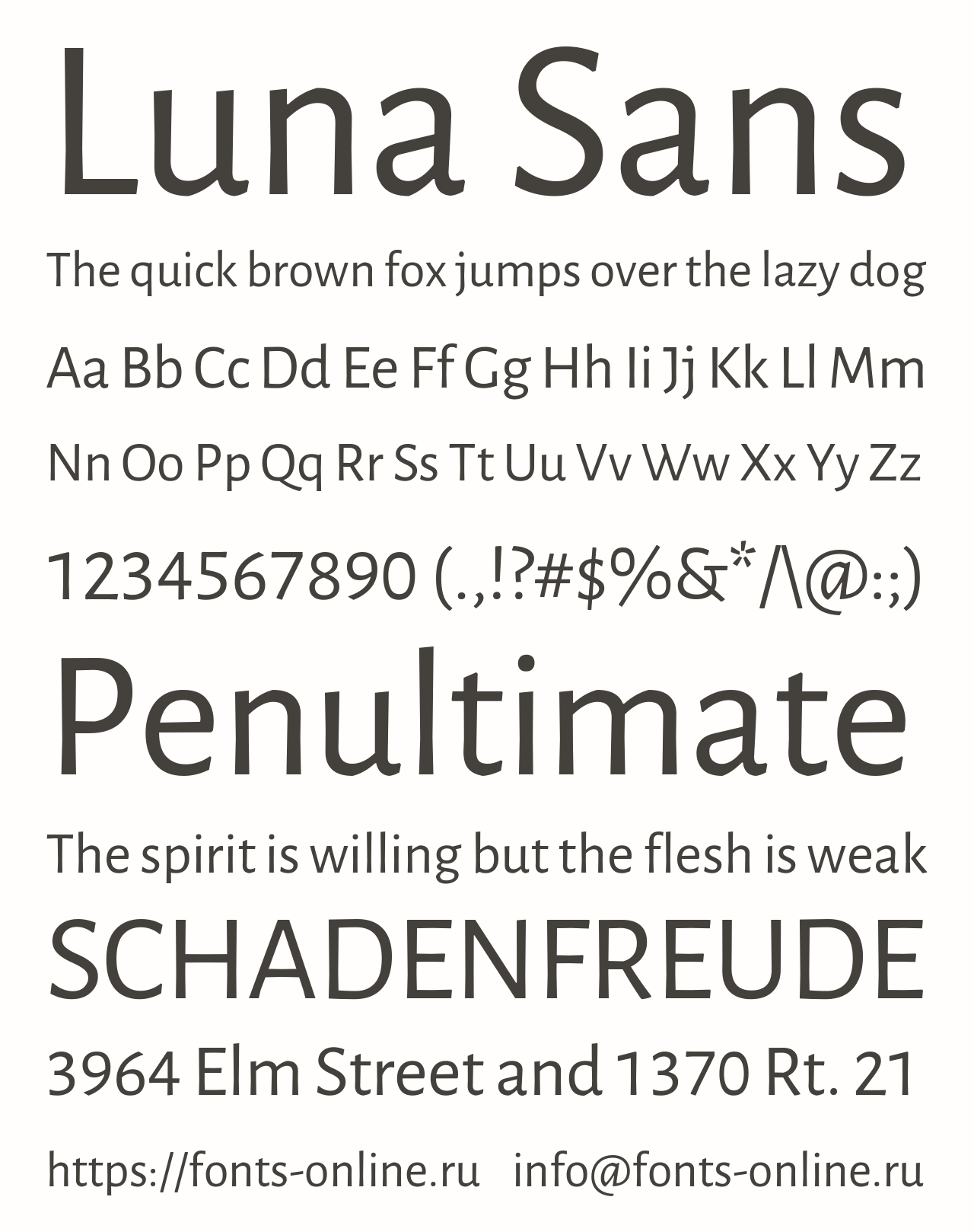 Шрифт Luna Sans