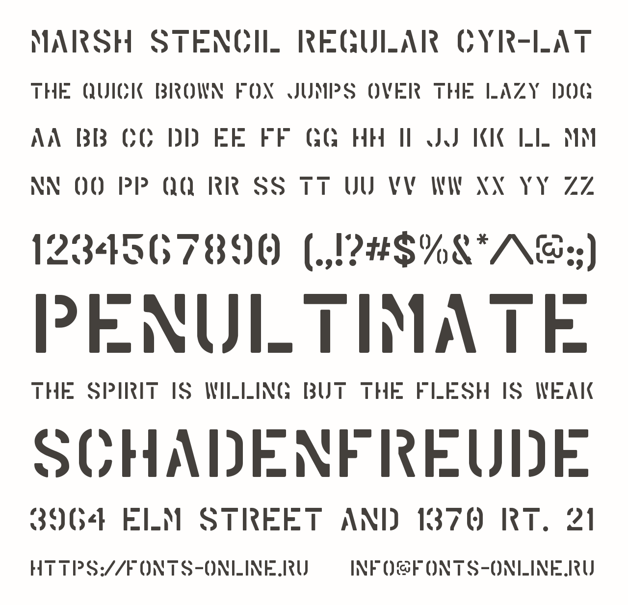 Шрифт Marsh Stencil Regular CYR-LAT