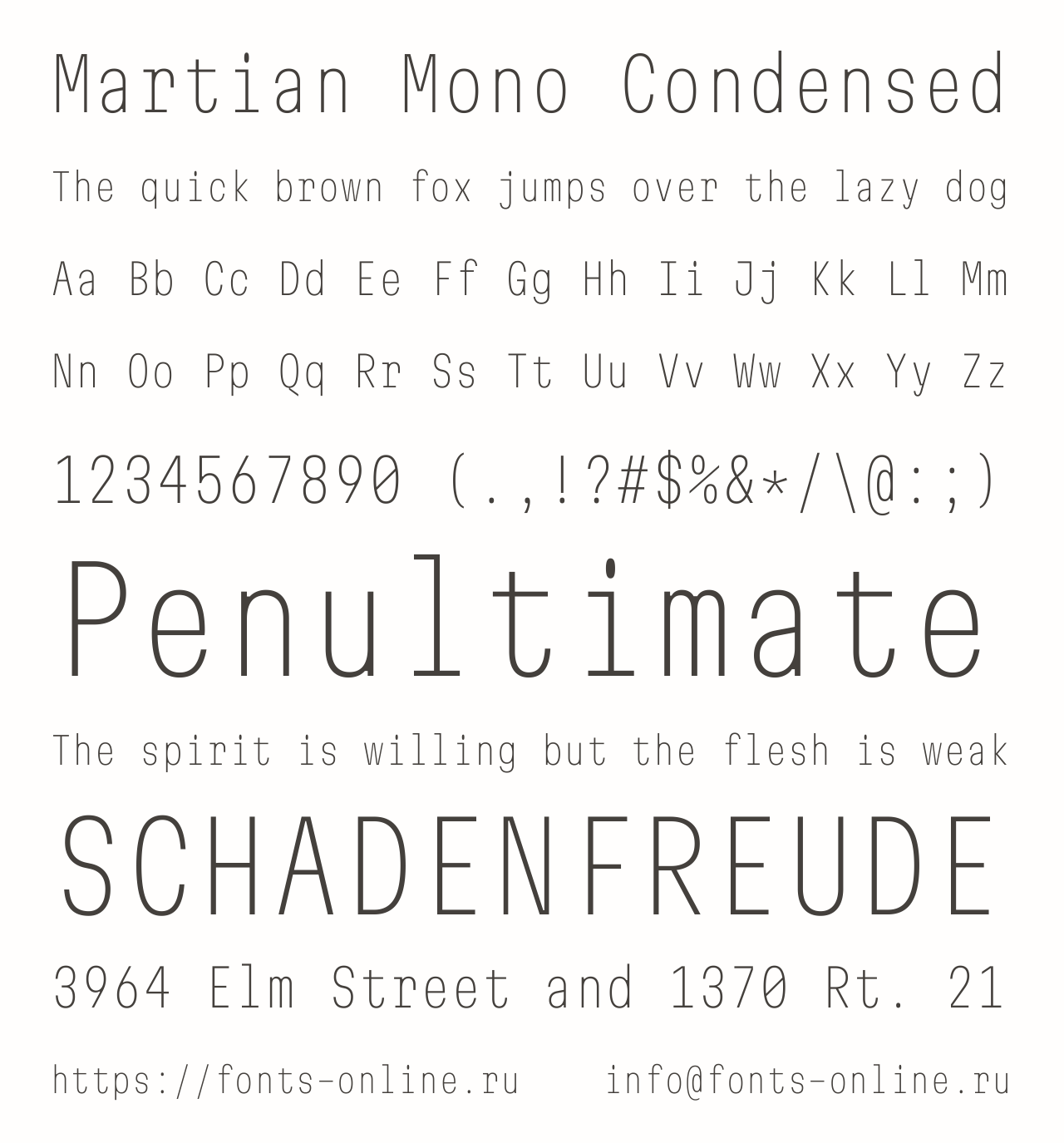 Шрифт Martian Mono Condensed