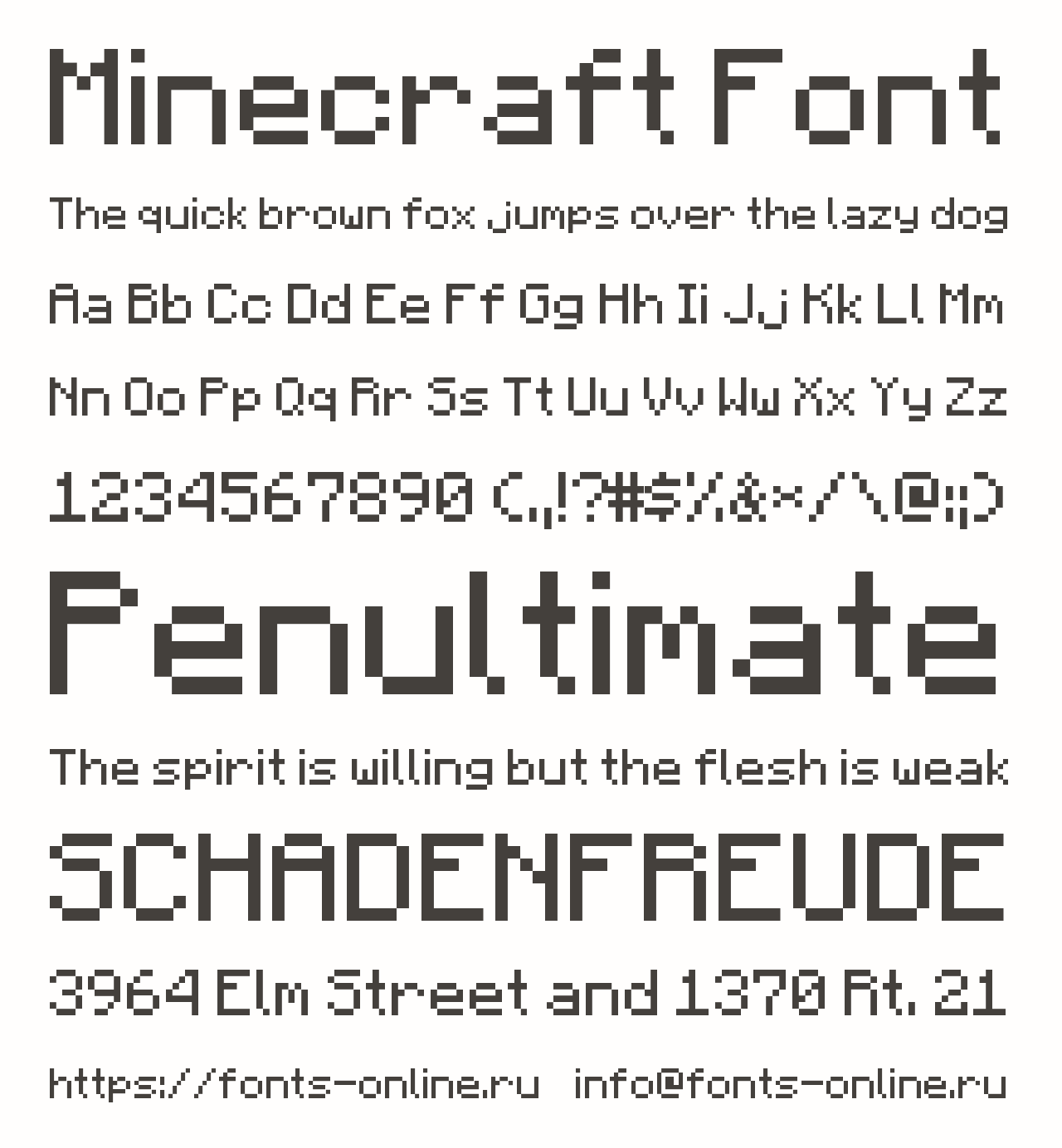 Шрифт Minecraft Font Шрифт Minecraft Font