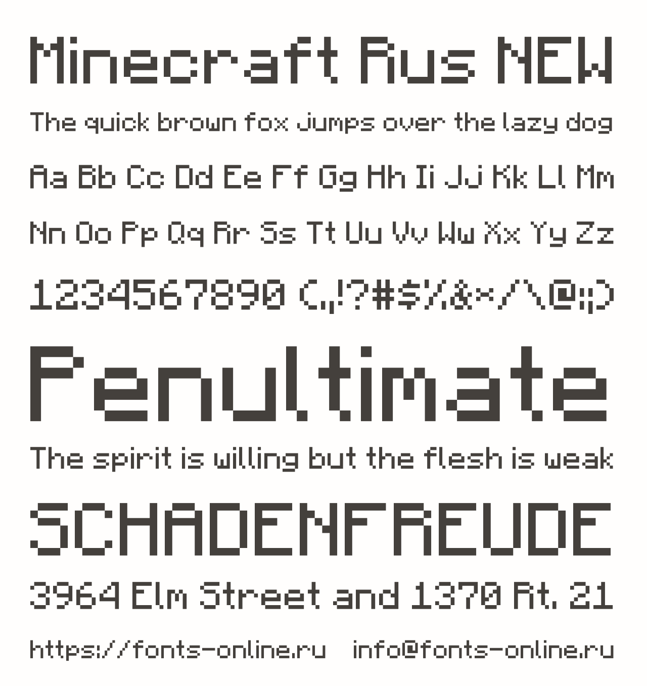 Шрифт Minecraft Rus NEW