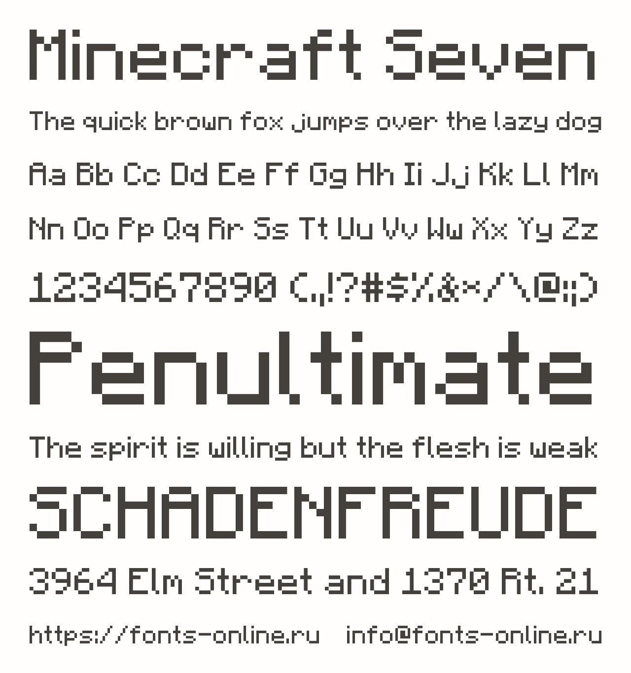 Шрифт Minecraft Seven
