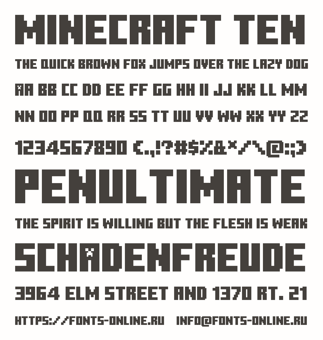 Шрифт Minecraft Ten