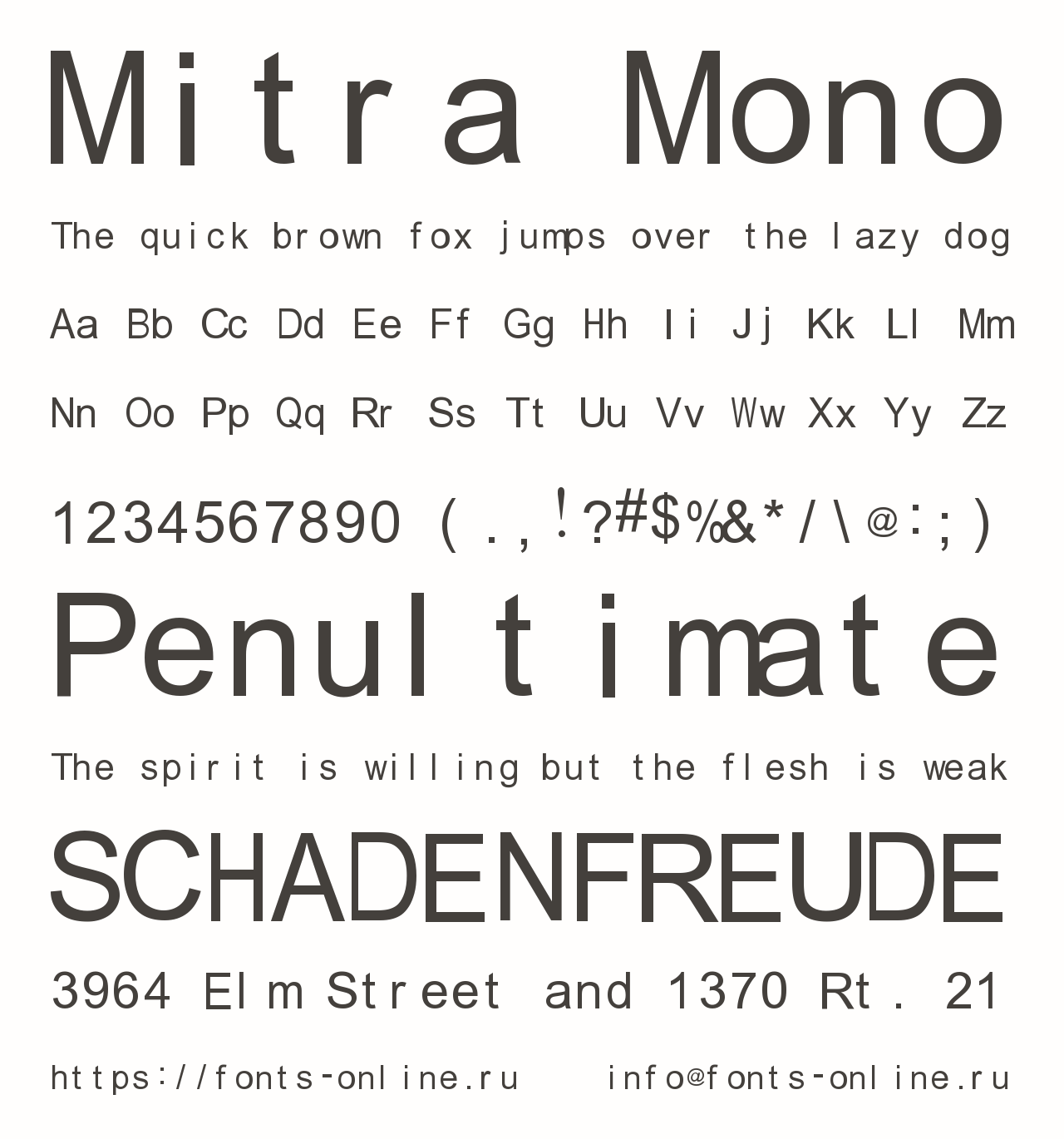 Шрифт Mitra Mono