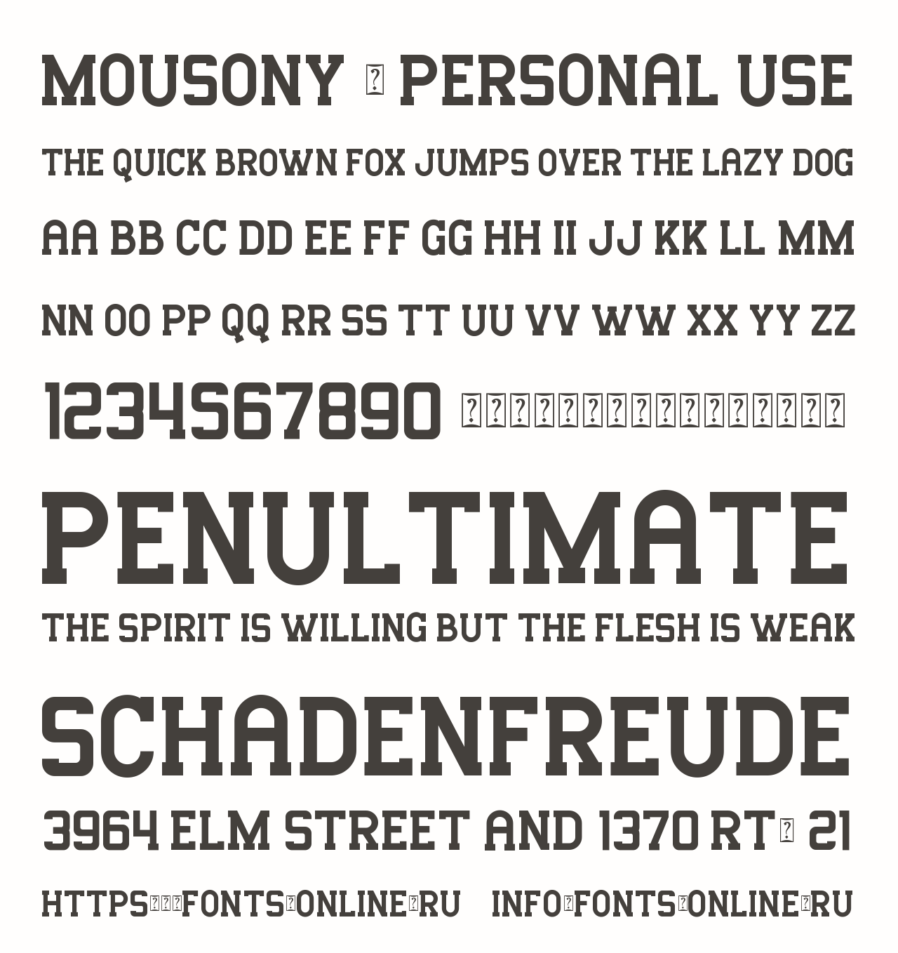 Шрифт Mousony - Personal Use