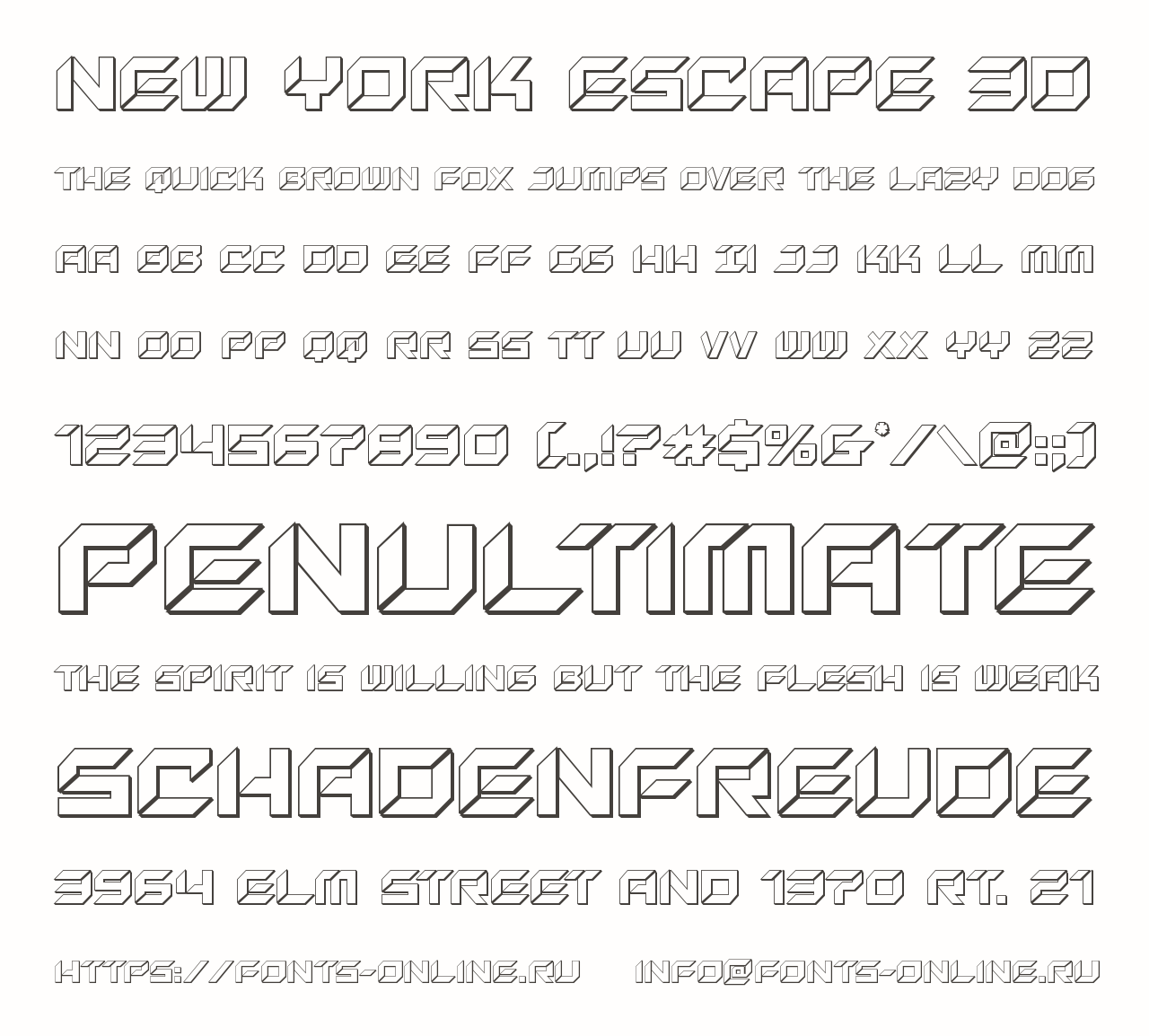 Шрифт New York Escape 3D