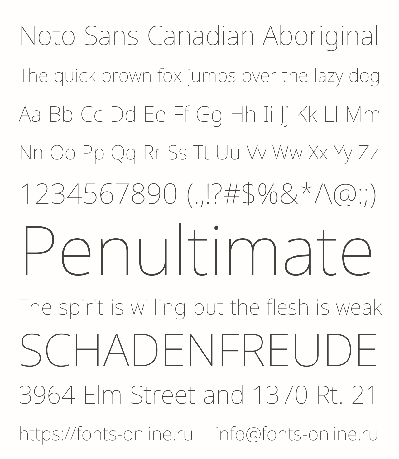 Шрифт Noto Sans Canadian Aboriginal