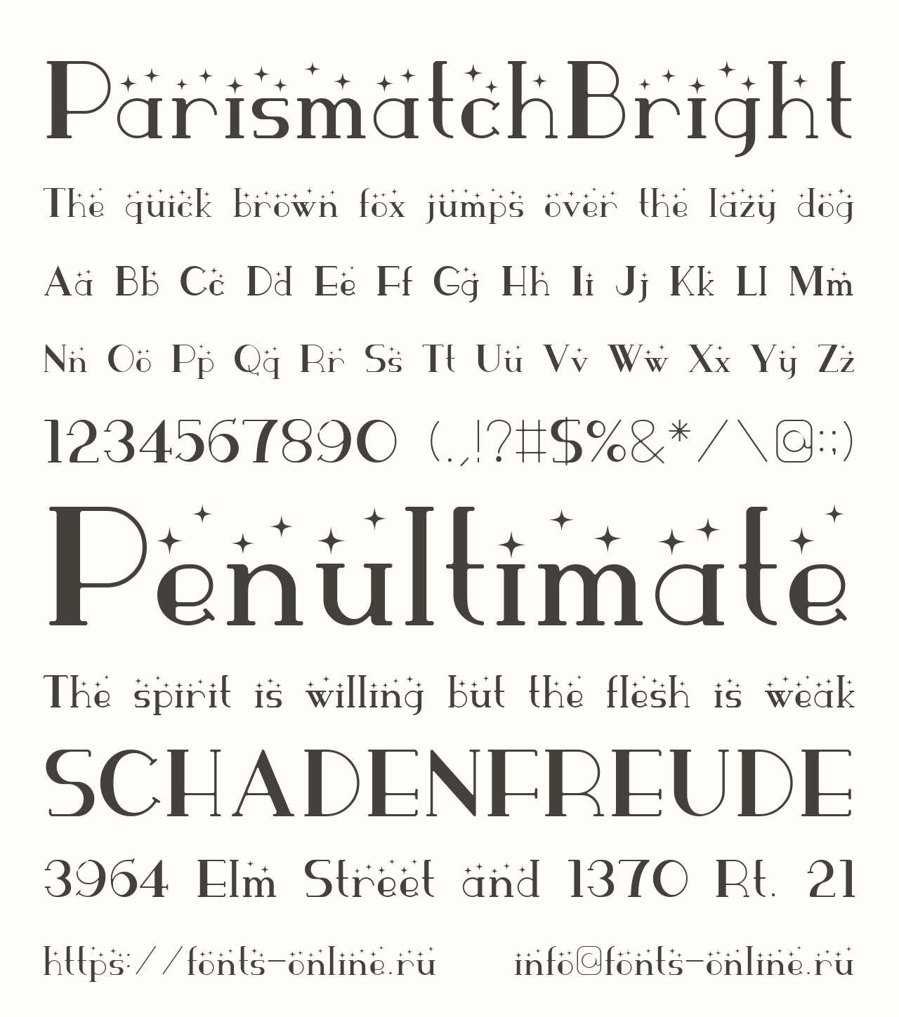 Шрифт ParismatchBright Шрифт ParismatchBright