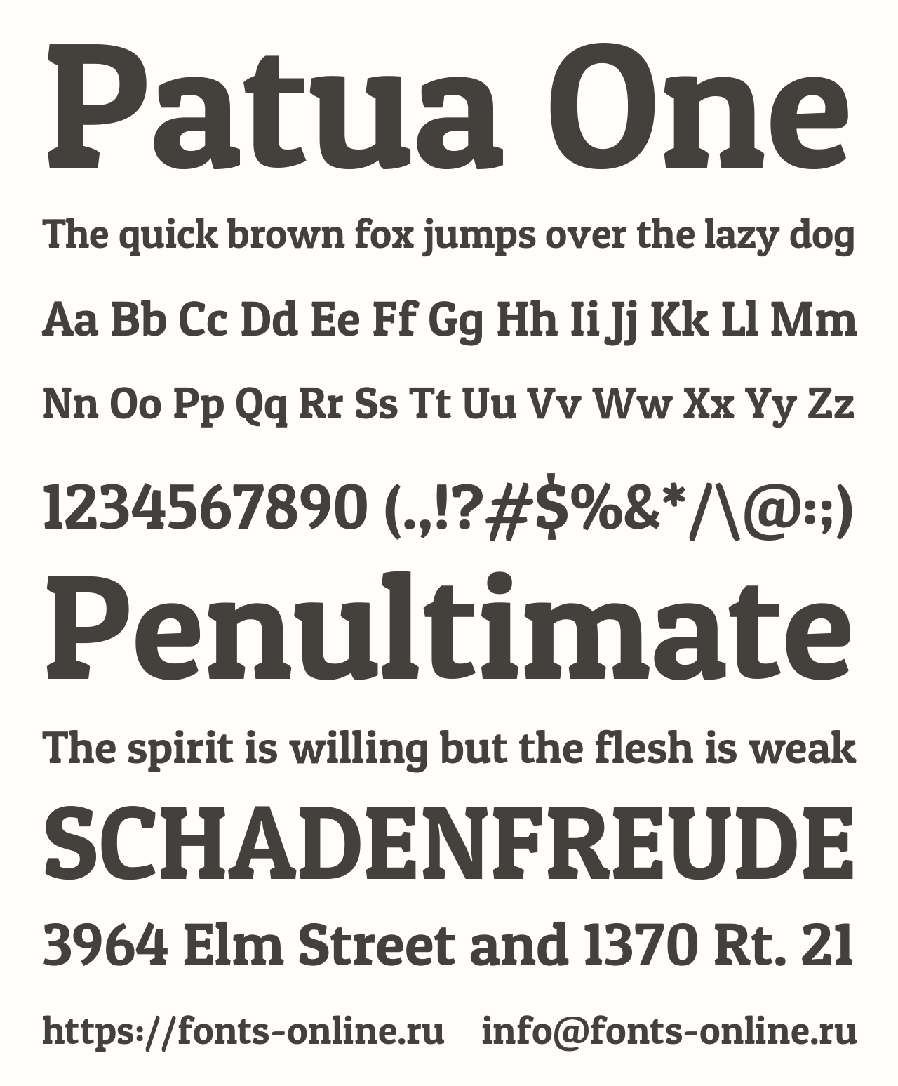 Шрифт Patua One