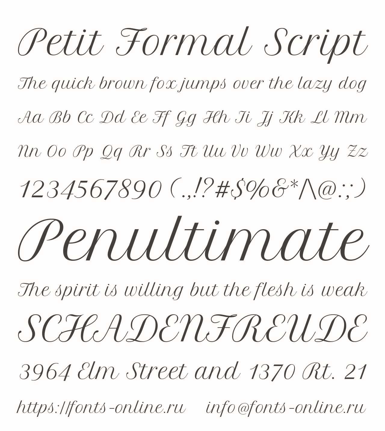 Шрифт Petit Formal Script