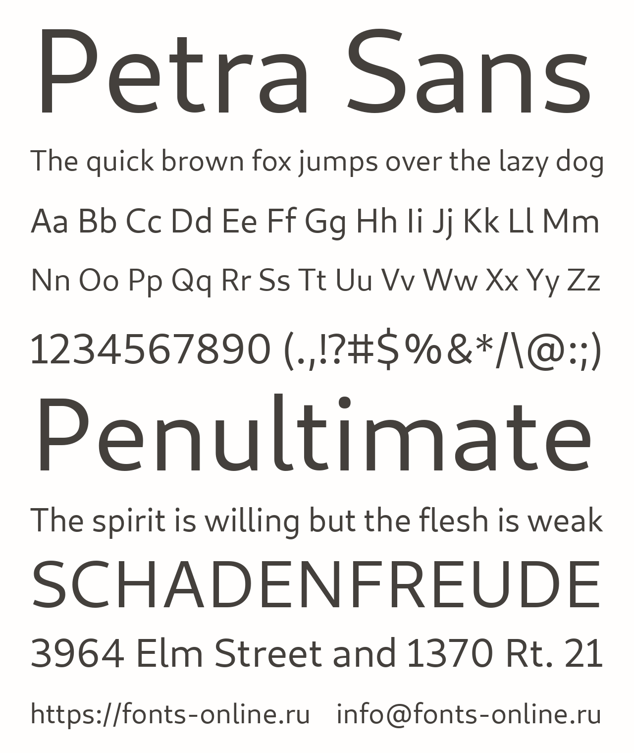 Шрифт Petra Sans