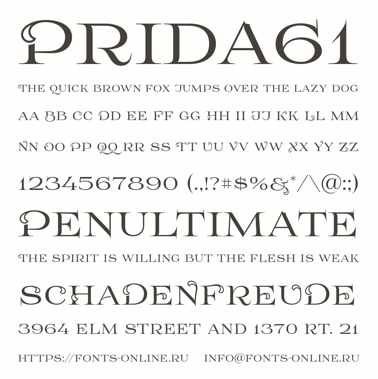 Шрифт Prida61