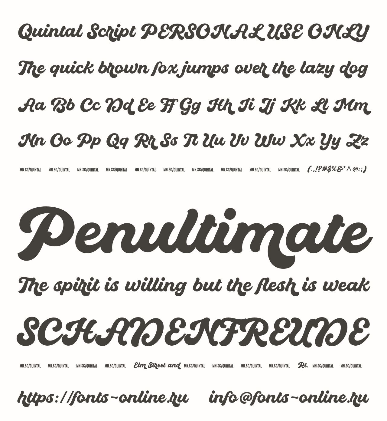 Шрифт Quintal Script PERSONAL USE ONLY