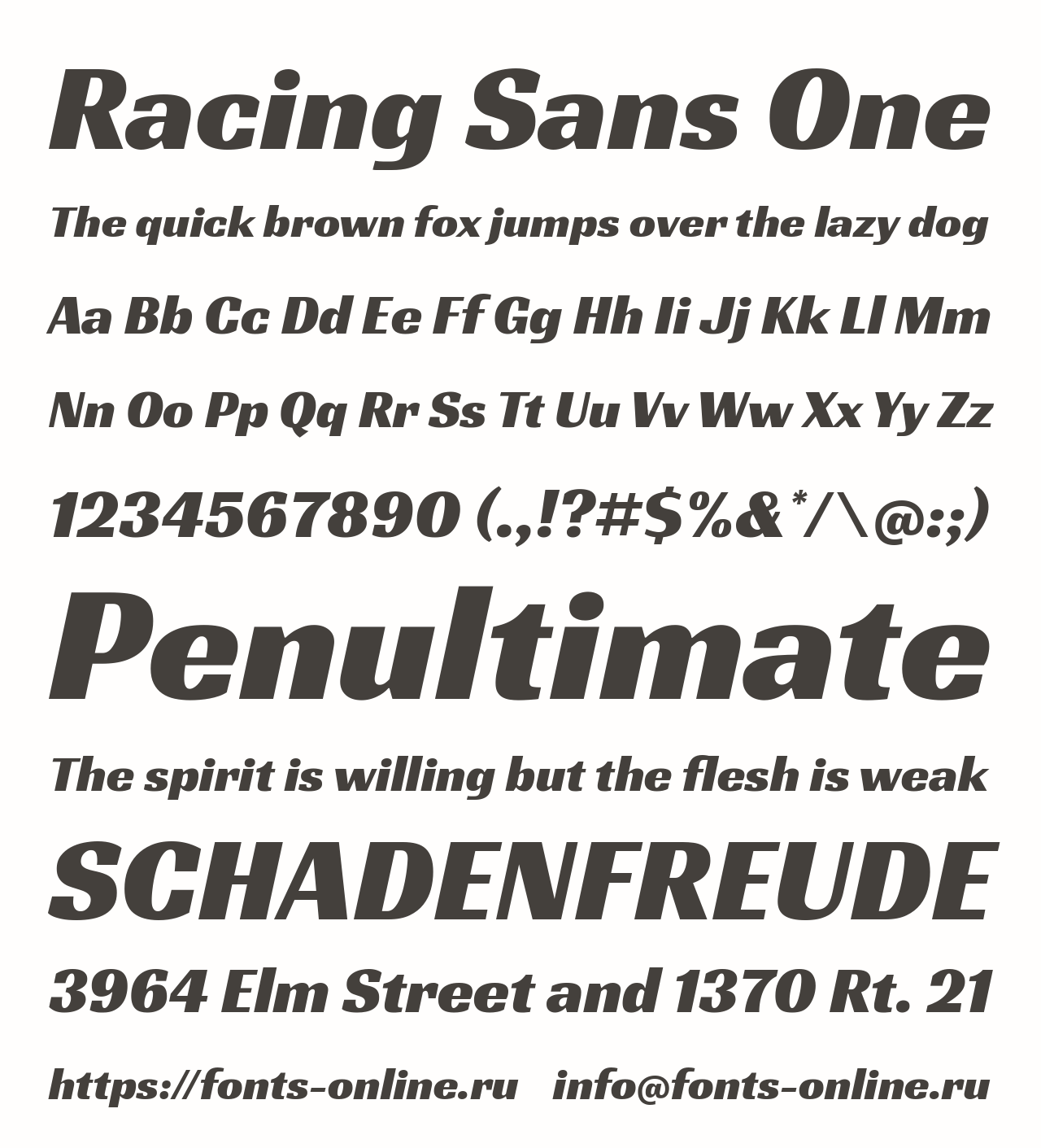 Шрифт Racing Sans One