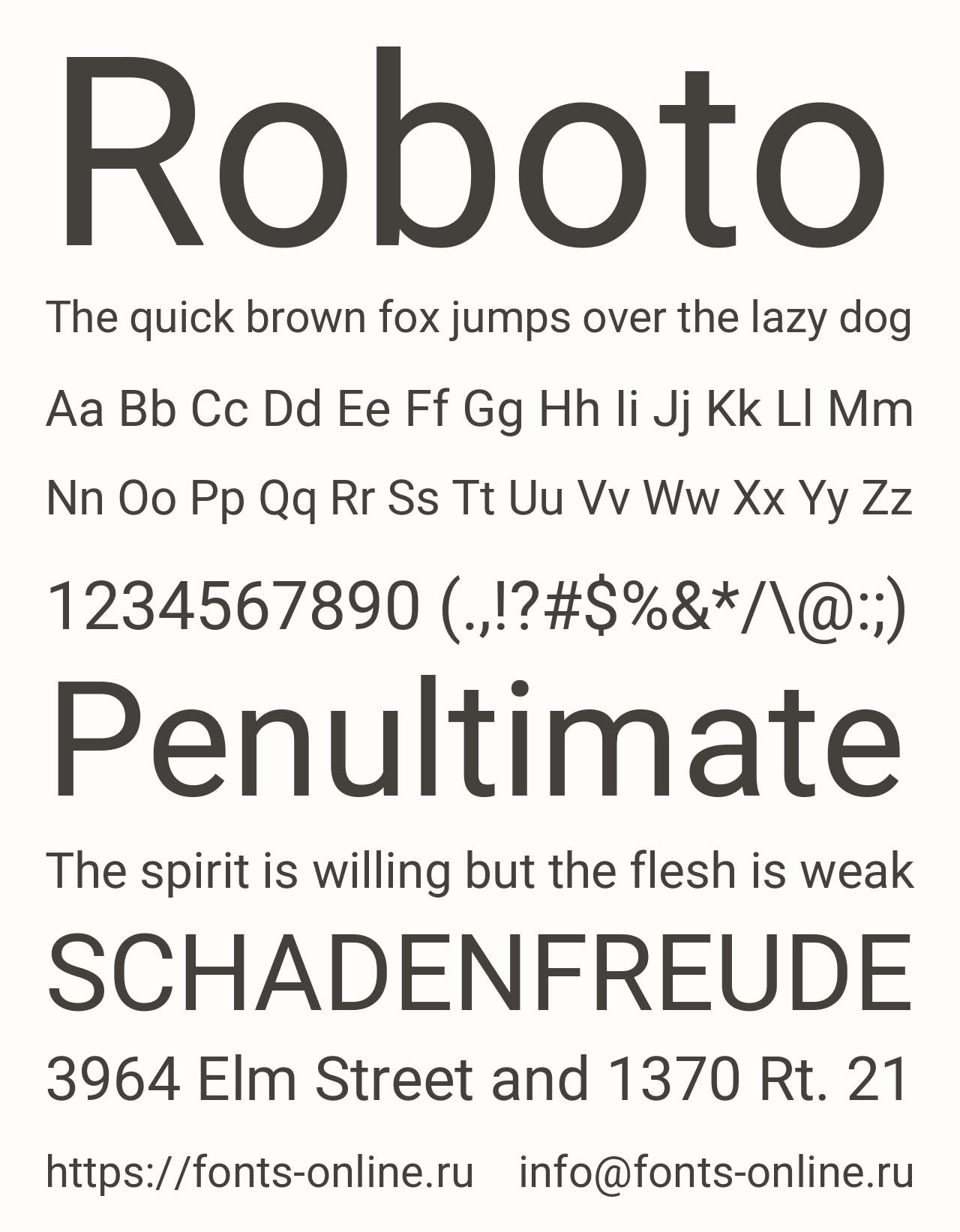 Шрифт Roboto