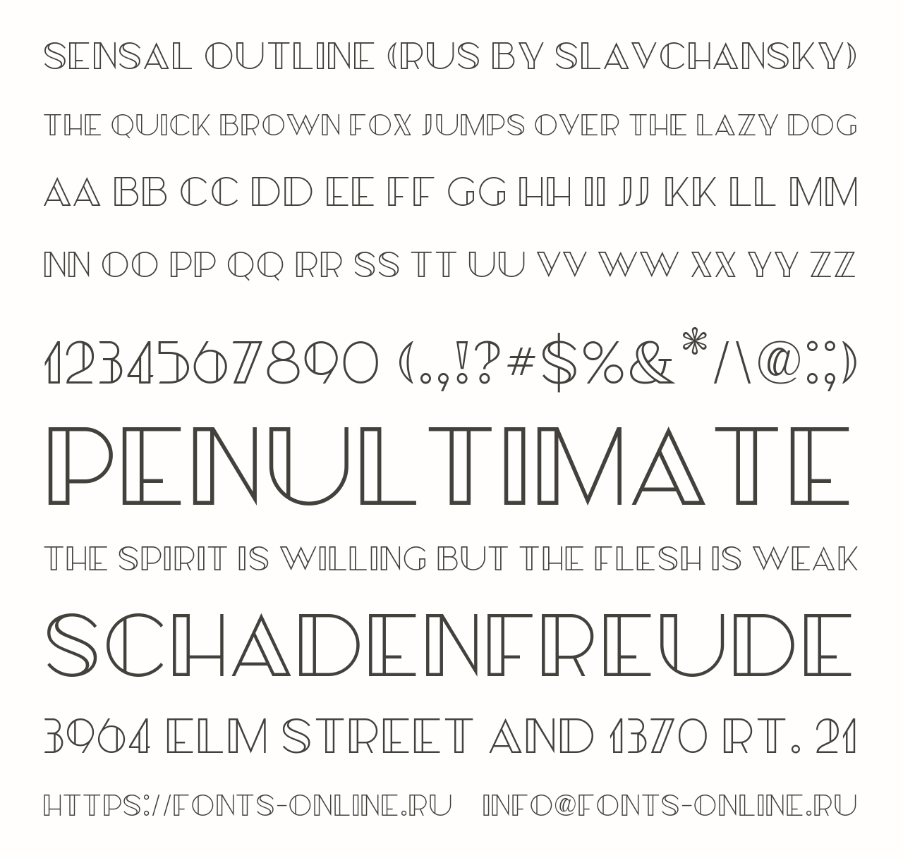 Шрифт Sensal Outline (RUS by Slavchansky)